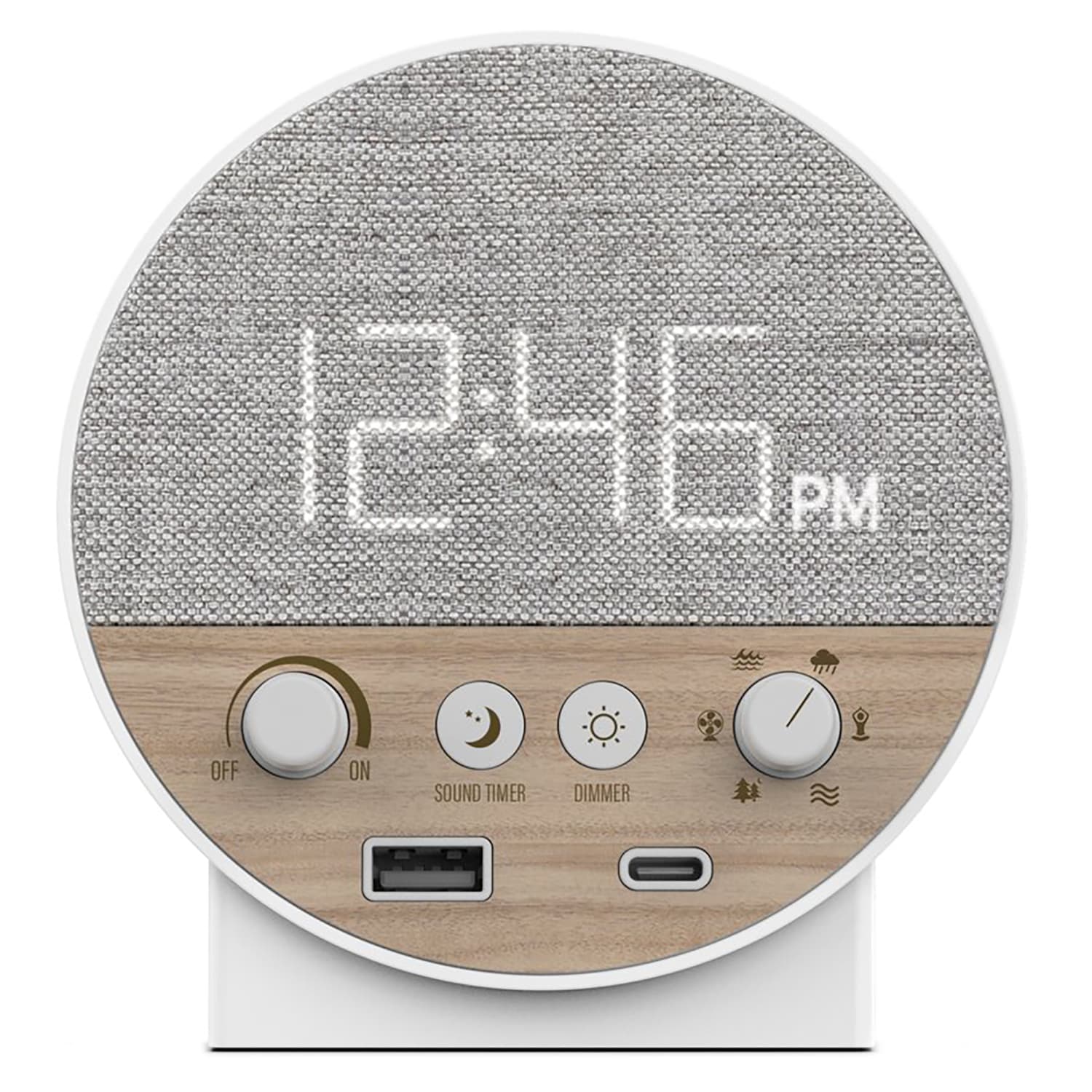NonStop Station R Hotel Wellness Clock, 4-5/8inH x 4-7/16inW x 3-1/4inD, White/Gray