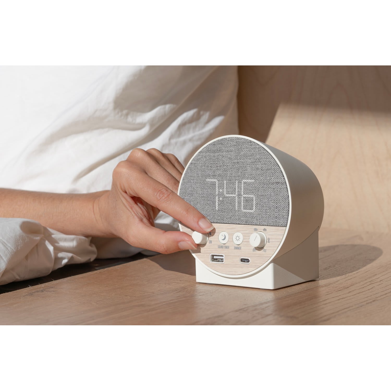 NonStop Station R Hotel Wellness Clock, 4-5/8inH x 4-7/16inW x 3-1/4inD, White/Gray - Image 4