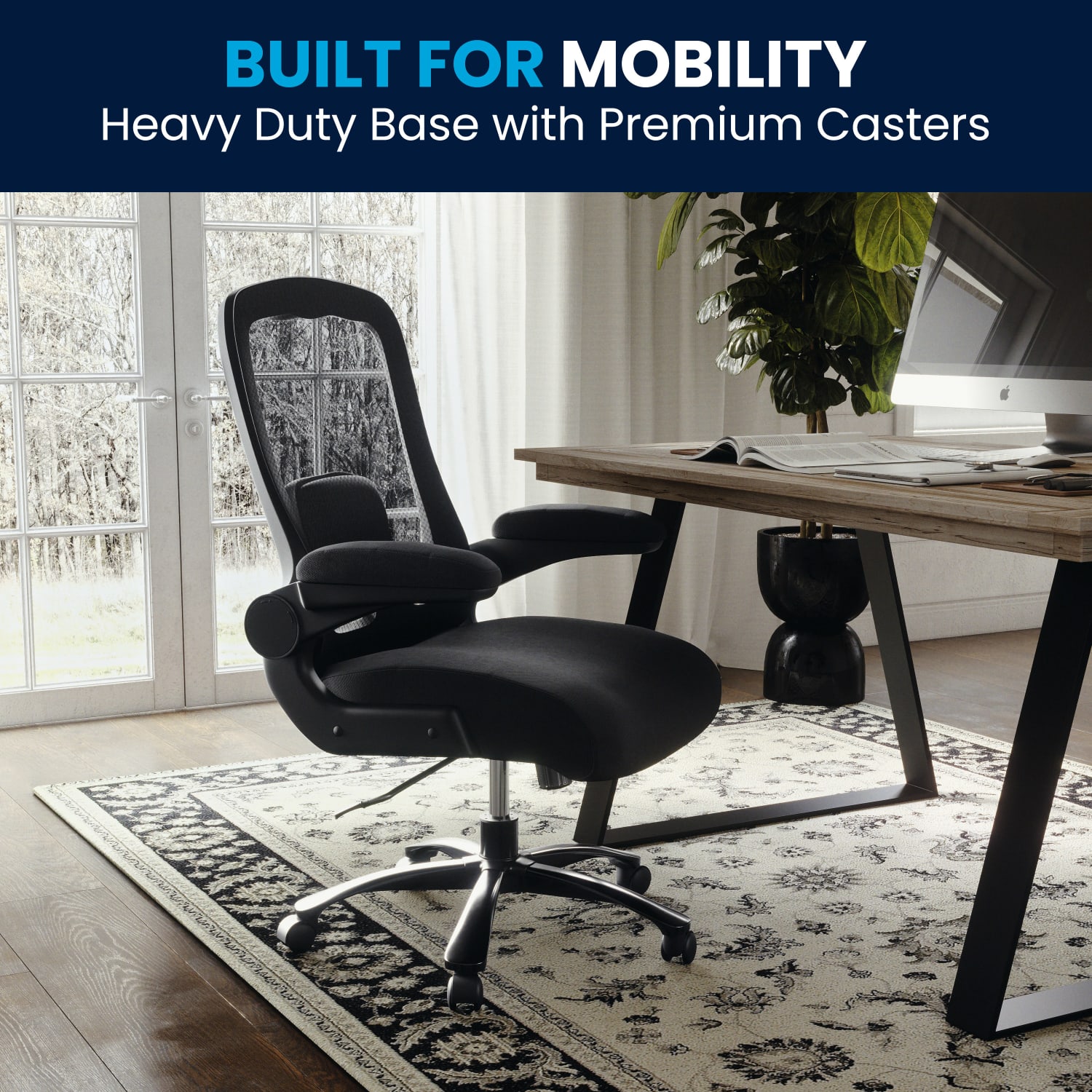 Flash Furniture Hercules Fabric High-Back Big And Tall Ergonomic Office Chair, Black - Image 6