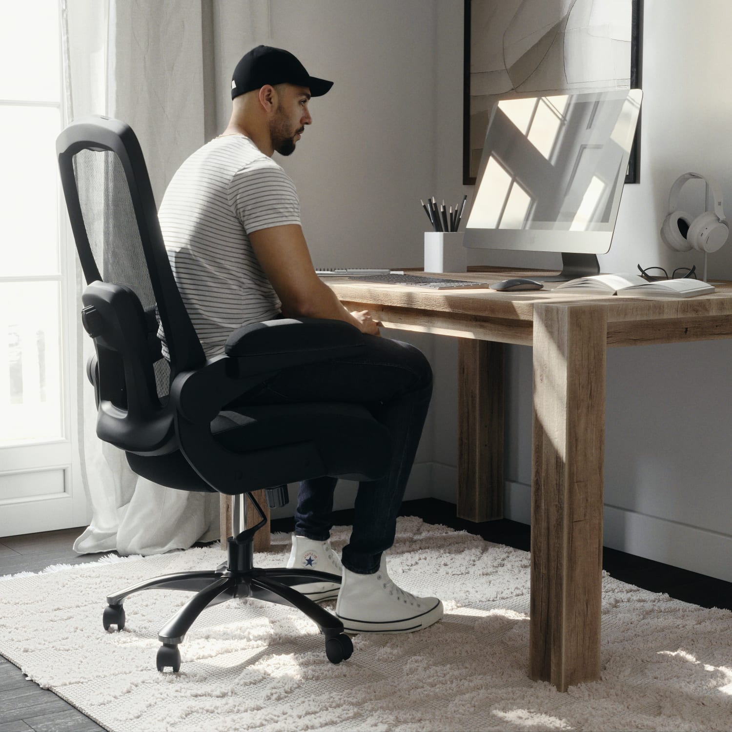 Flash Furniture Hercules Fabric High-Back Big And Tall Ergonomic Office Chair, Black - Image 7