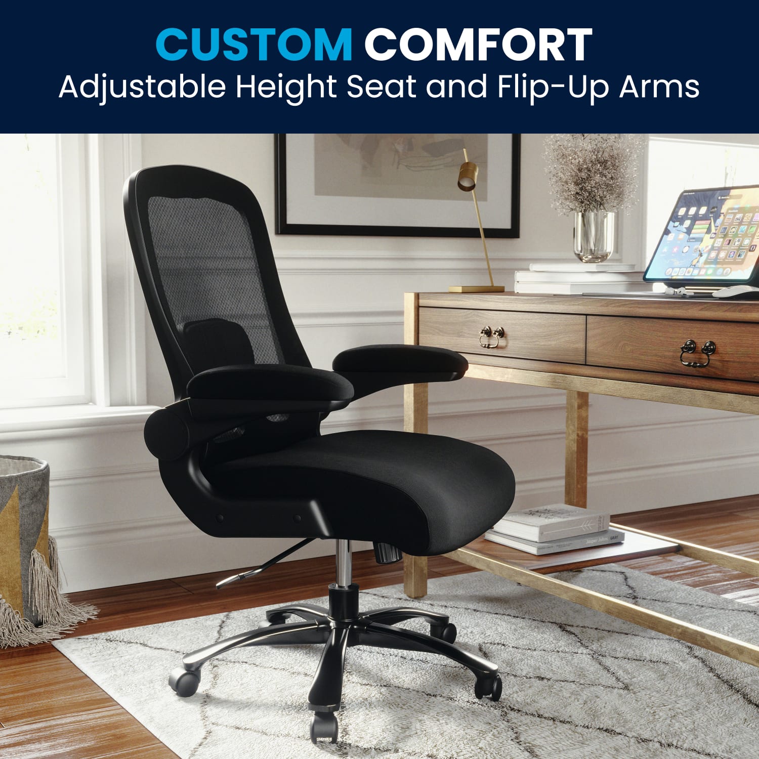 Flash Furniture Hercules Fabric High-Back Big And Tall Ergonomic Office Chair, Black - Image 8