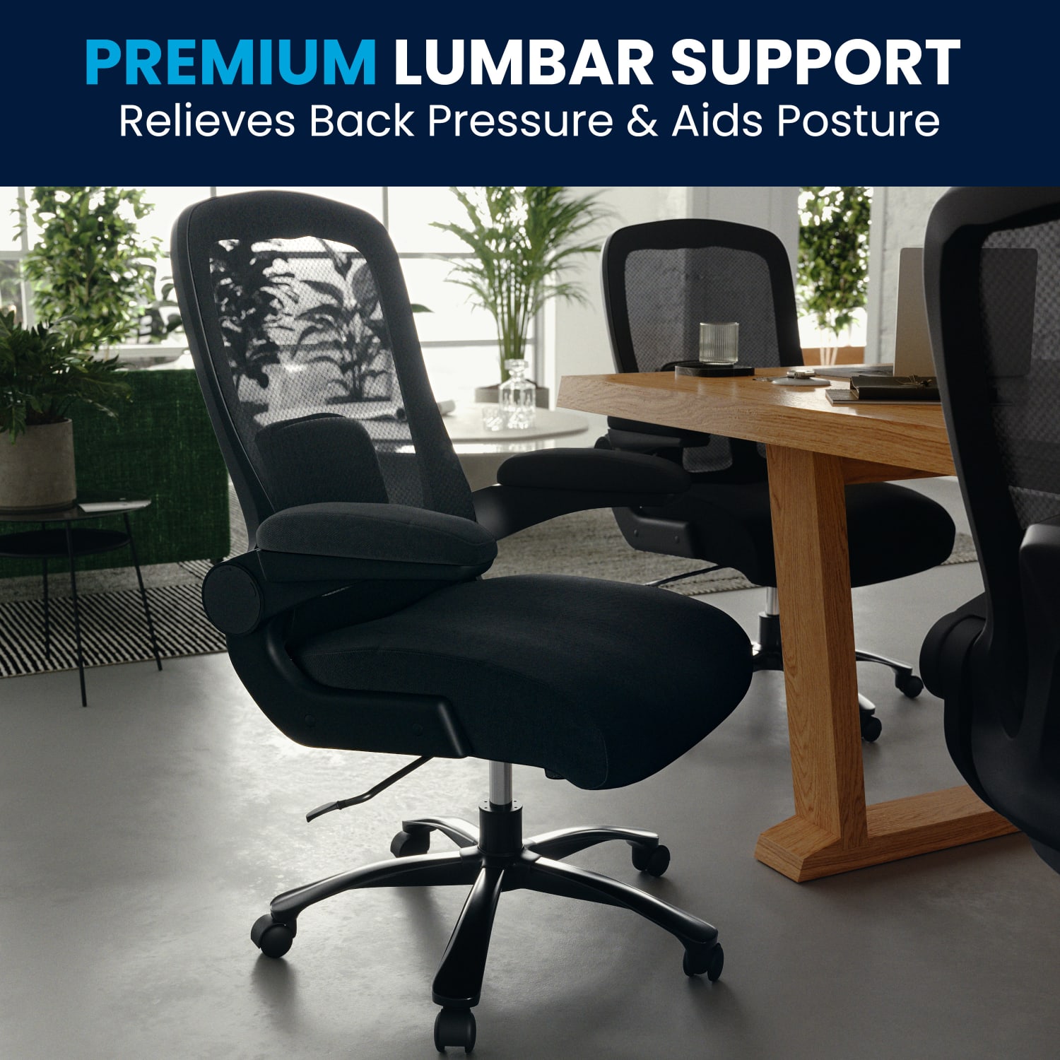 Flash Furniture Hercules Fabric High-Back Big And Tall Ergonomic Office Chair, Black - Image 9