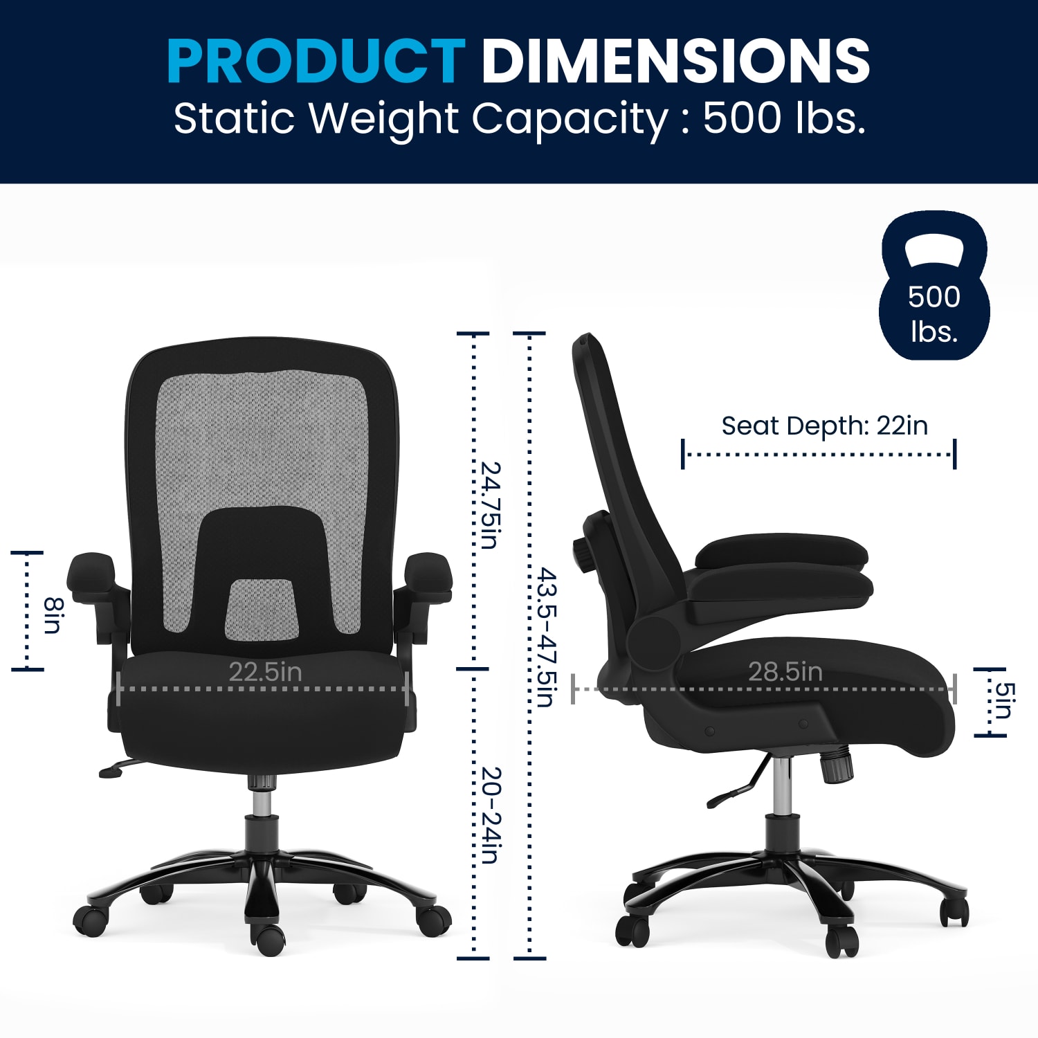 Flash Furniture Hercules Fabric High-Back Big And Tall Ergonomic Office Chair, Black - Image 11