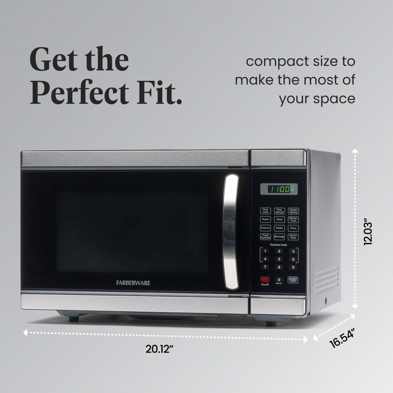 Farberware Professional 1.1 Cu. Ft. Microwave Oven, Silver - Image 6