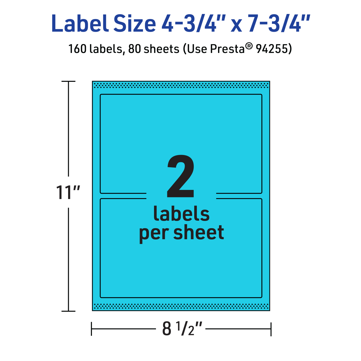 Avery Print-To-The-Edge Labels With Sure Feed Technology And Easy Peel, 94255-BBP80, Rectangle, 4-3/4in x 7-3/4in, Matte Bright Blue, Pack of 160 - Image 6