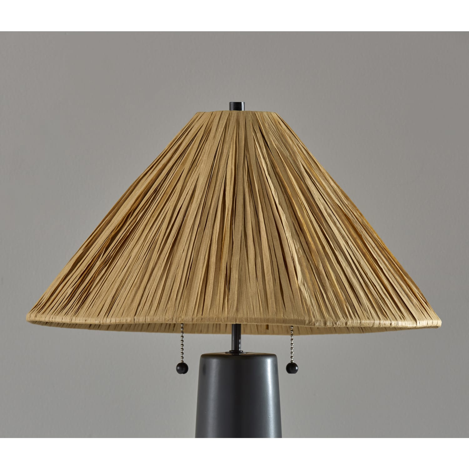 Adesso Waylon Table Lamp, Black/Raffia Grass Shade - Image 4