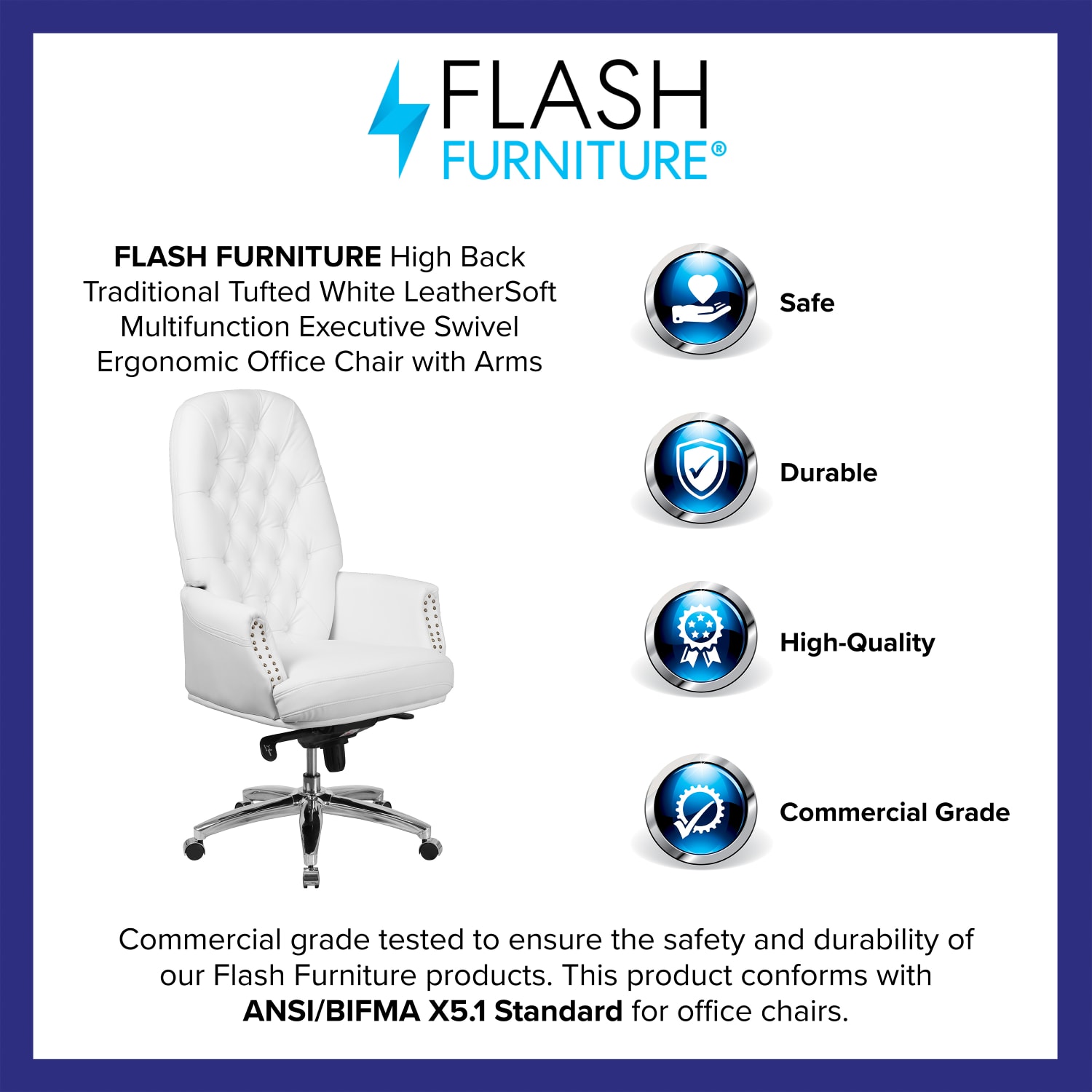 Flash Furniture Ergonomic Traditional Tufted LeatherSoft HighBack Multifunction Executive Office Chair White PopularChairscom Flash Furniture Ergonomic Traditional Tufted LeatherSoft High Back Multifunction Executive Office Chair White PopularChairscom