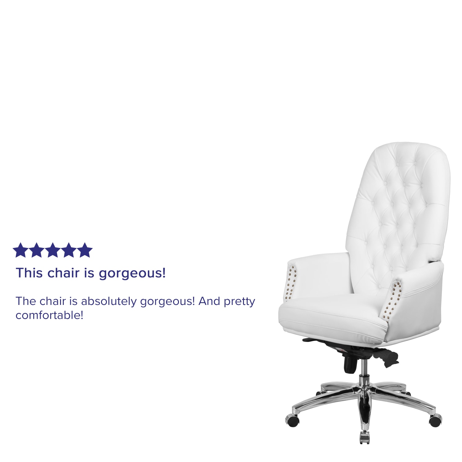 Flash Furniture Ergonomic Traditional Tufted LeatherSoft High-Back Multifunction Executive Office Chair, White - Image 6