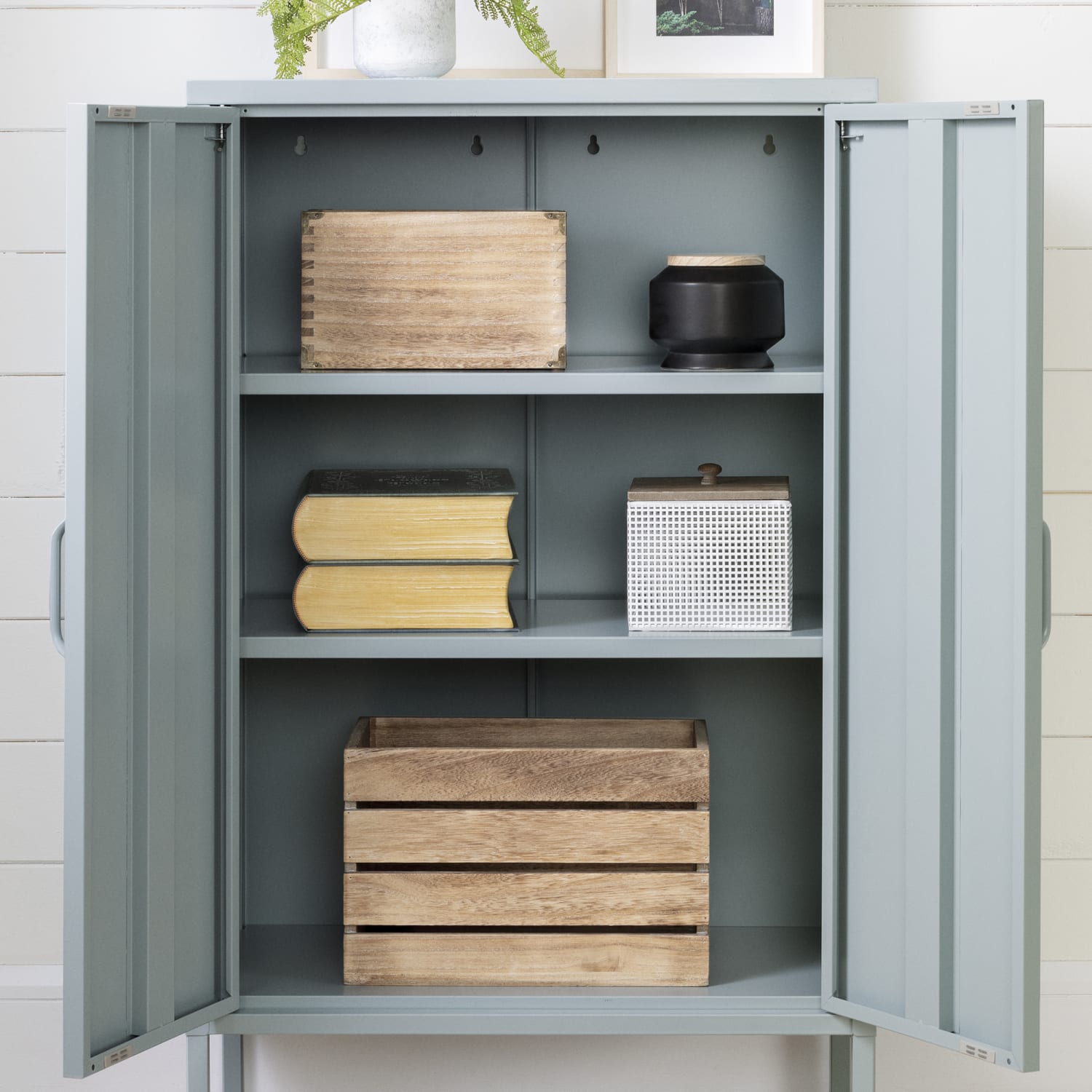 South Shore Crea 26inW Metal 2-Door Accent Cabinet, Blue - Image 6