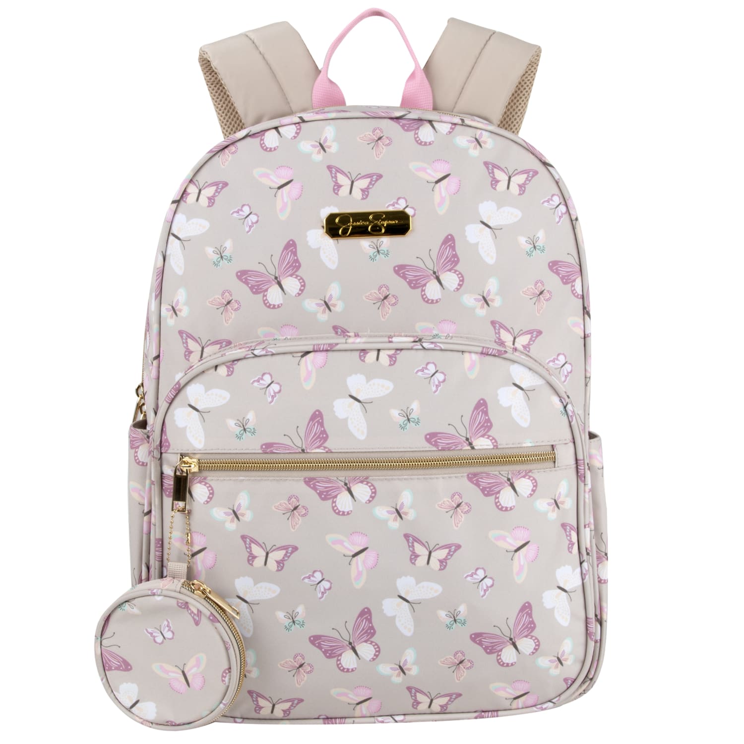 Jessica Simpson Women's Travel Backpack With 16in Laptop Pocket, Tan Butterflies, Total Qty 1 - Image 4