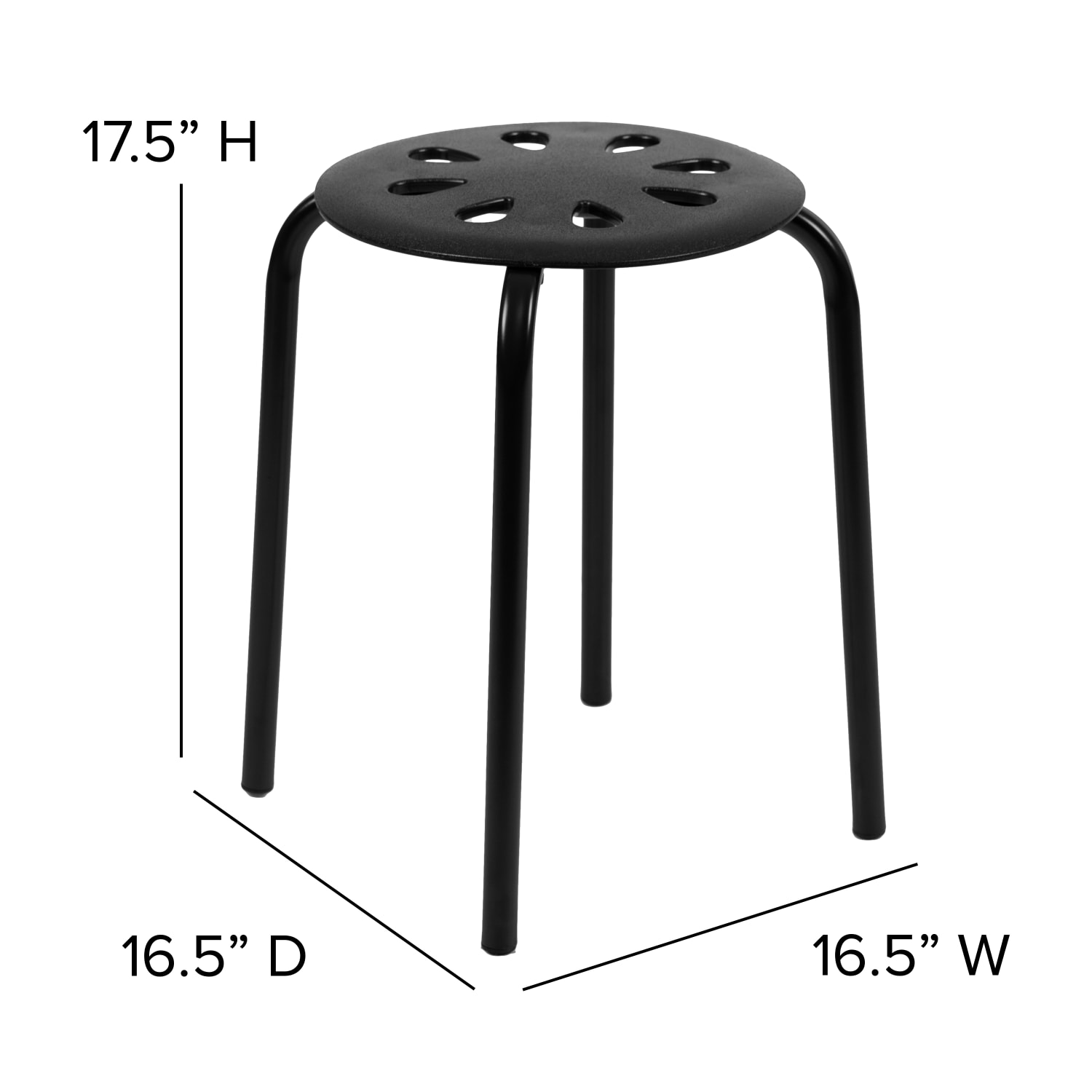 Flash Furniture Plastic 17-1/2in Nesting Stack Stools, Black, Set Of 5 Stools - Image 6