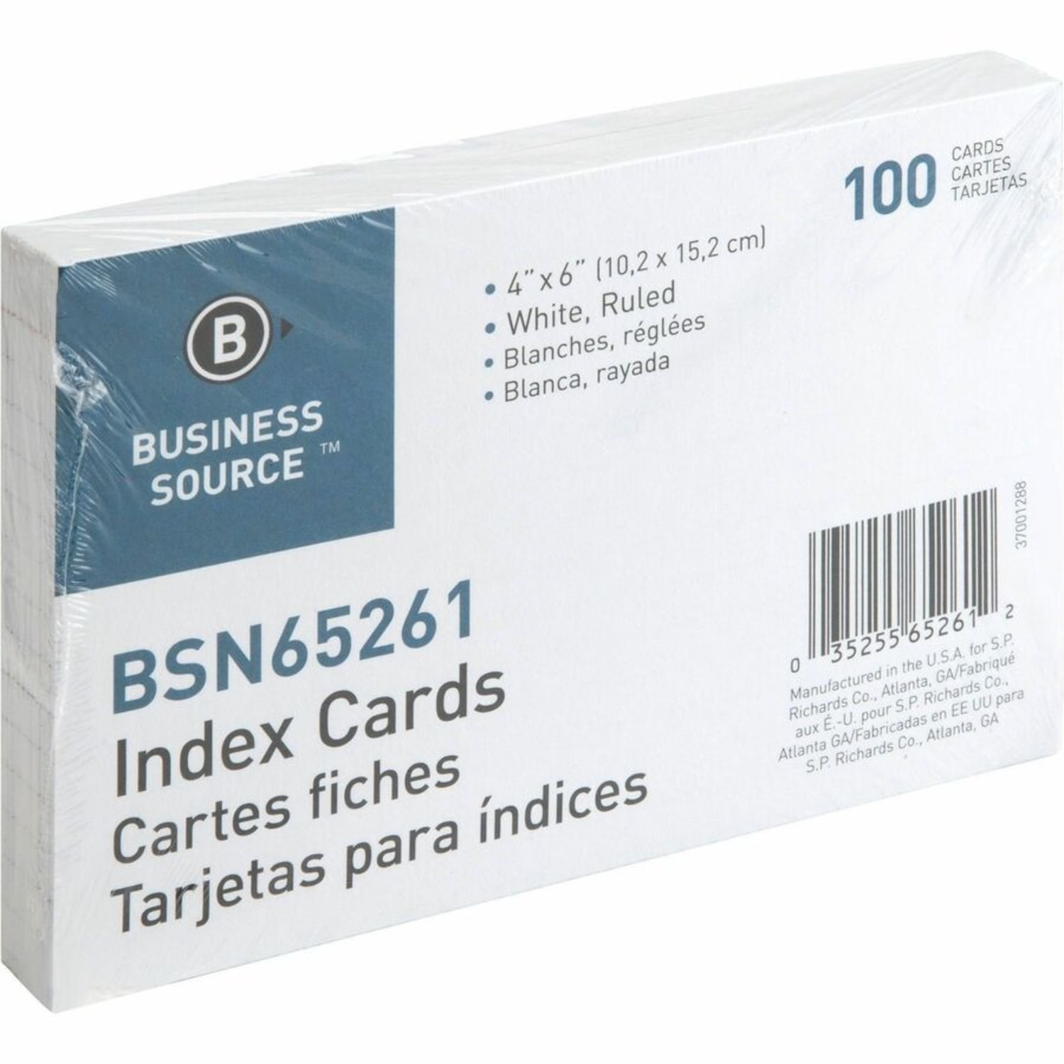 Business Source Ruled Index Cards - Front Ruling Surface - Ruled Front Ruling - 72 lb Basis Weight - 6inx4in Sheet Size - 65261BX - Image 4