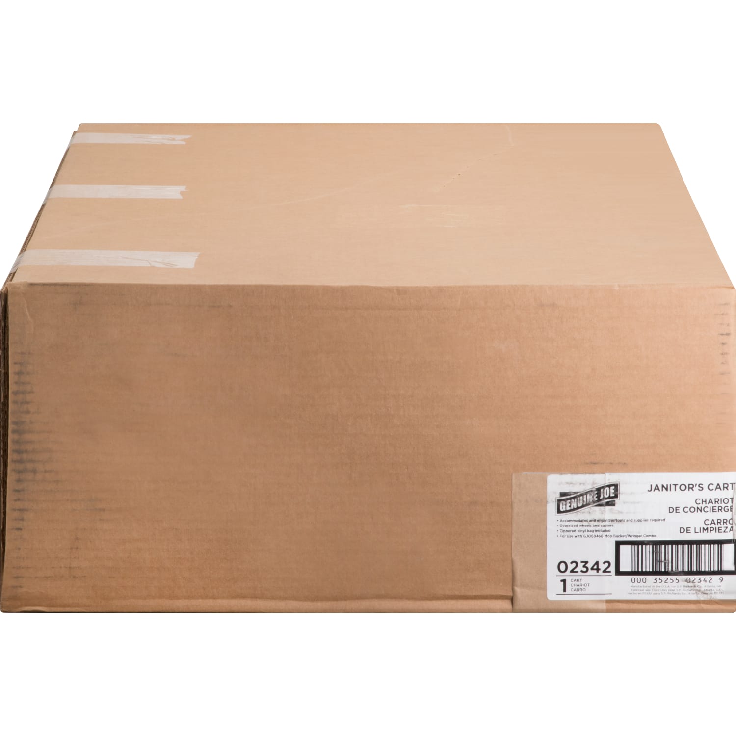 Genuine Joe Workhorse Janitors Cart, 40inW x 20.50inD x 38inH, Charcoal, Yellow - Image 3