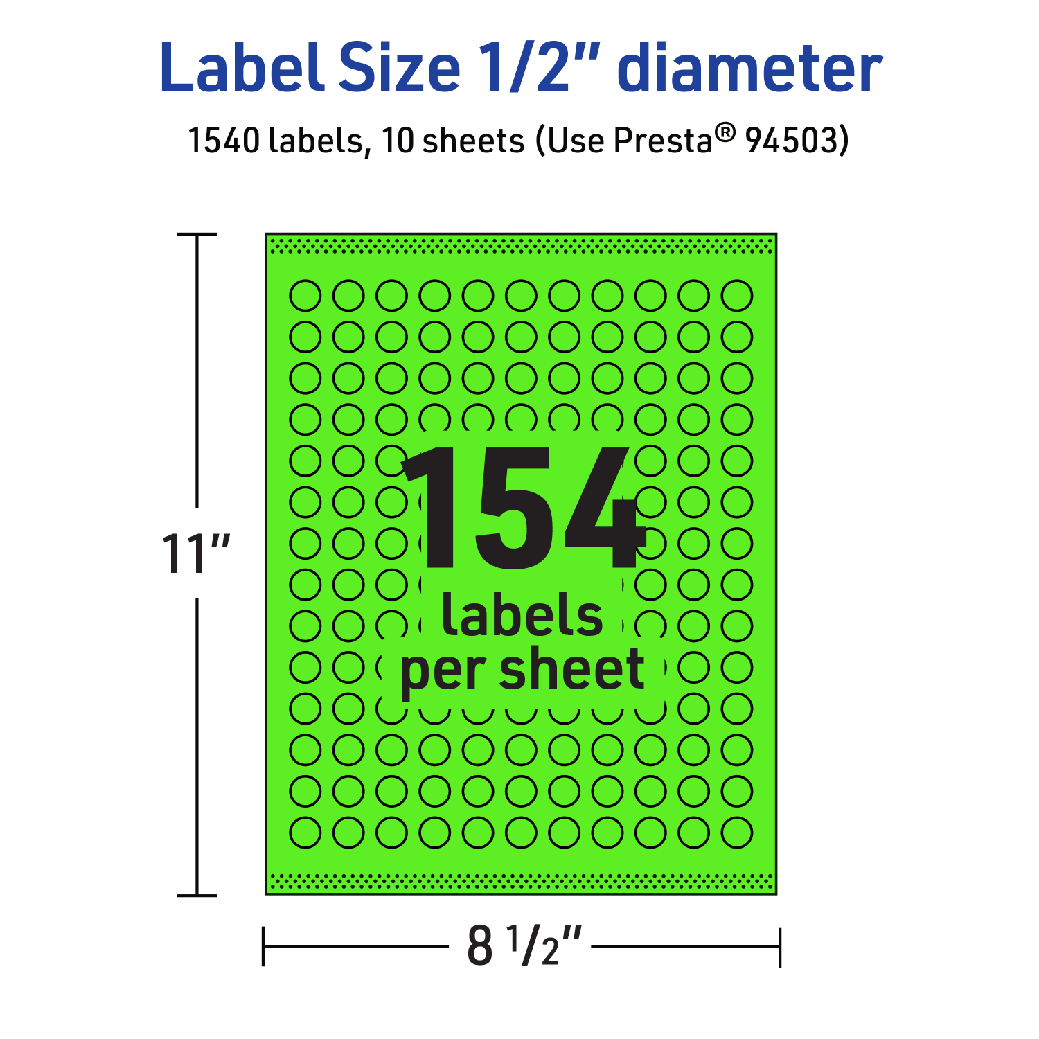 Avery Print-To-The-Edge Labels With Sure Feed Technology, 94503-NGP10, Round, 1/2in, Matte Neon Green, Pack of 1540 - Image 6