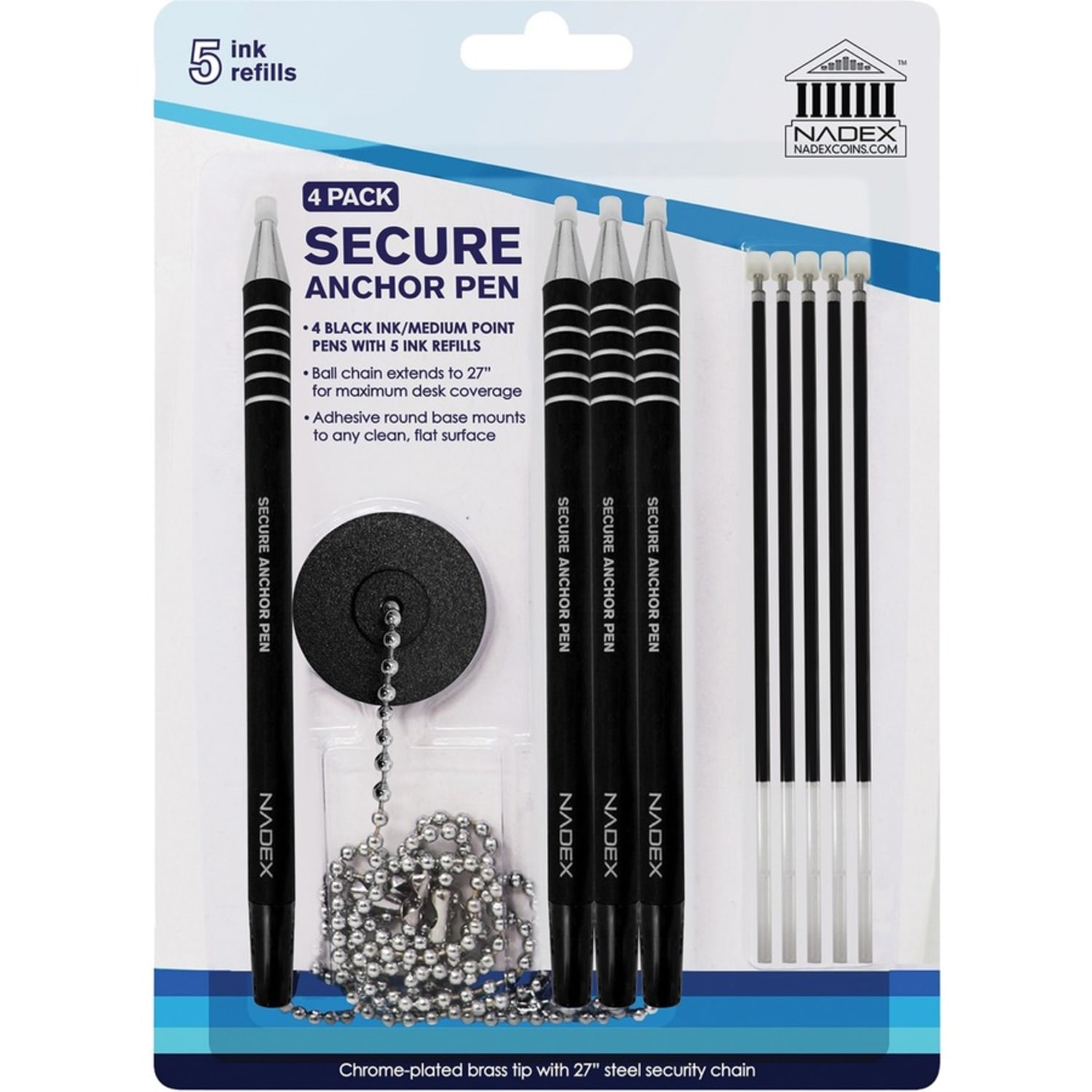 Nadex Coins NCS8-1177 4-Pack Secure Counter Ballpoint Pens (Black) - Black Ink - 4 / Pack - Image 4