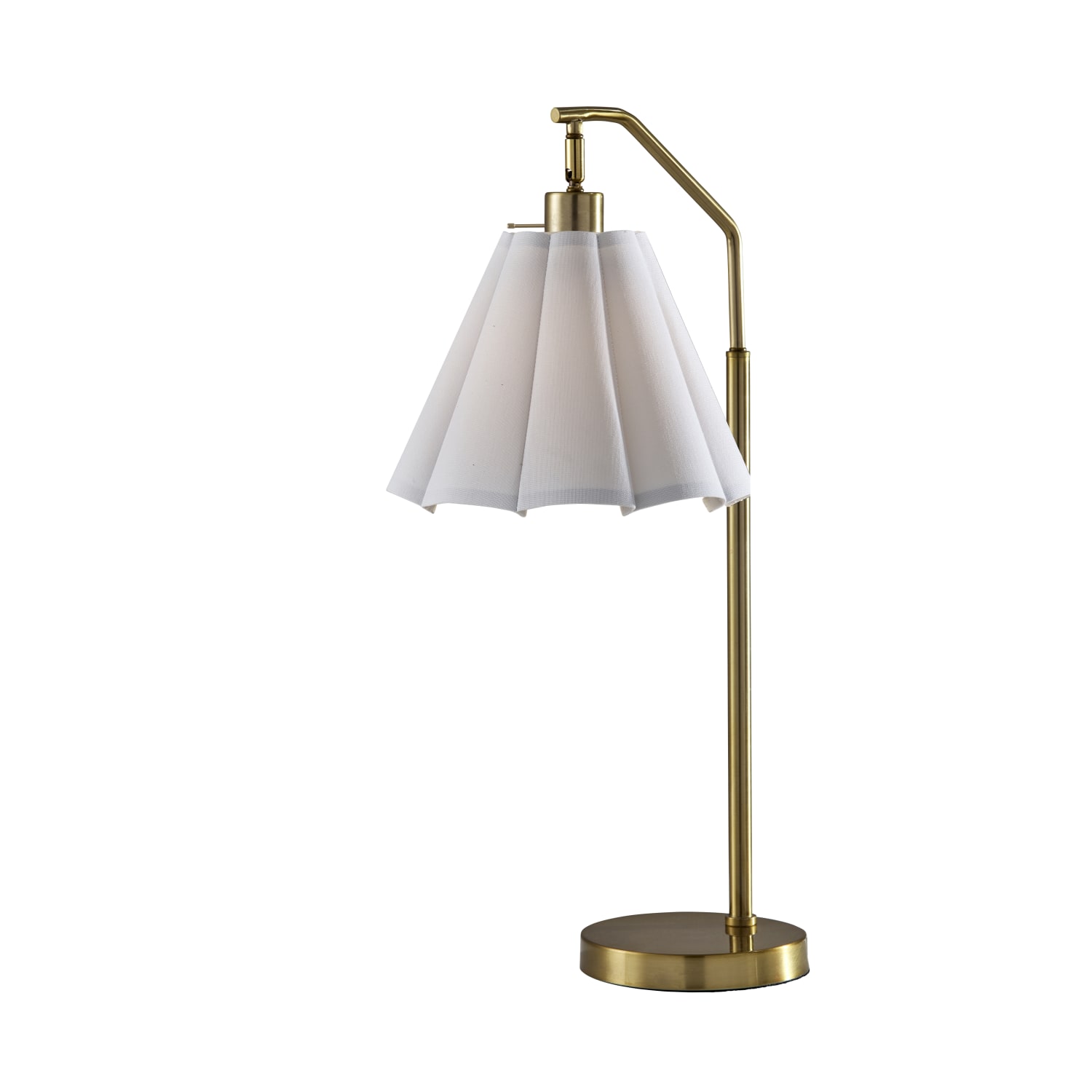 Adesso Lyra Table Lamp, Antique Brass/White Fabric Shade