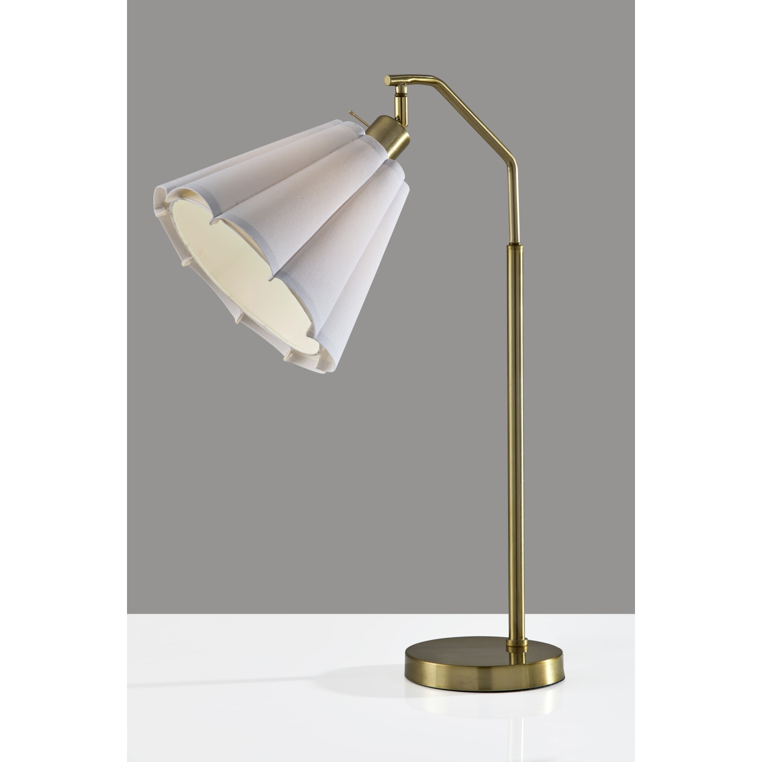 Adesso Lyra Table Lamp, Antique Brass/White Fabric Shade - Image 5
