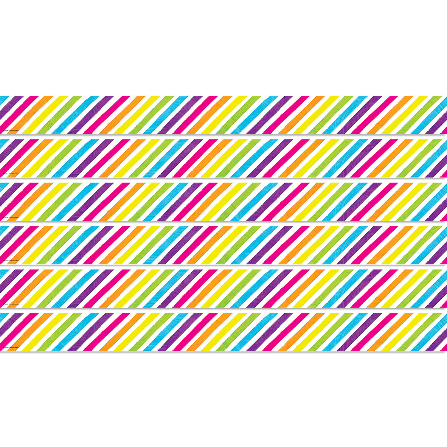 Teacher Created Resources Straight Border Trim, Brights 4Ever Stripes, 35ft Per Pack, Set Of 6 Packs