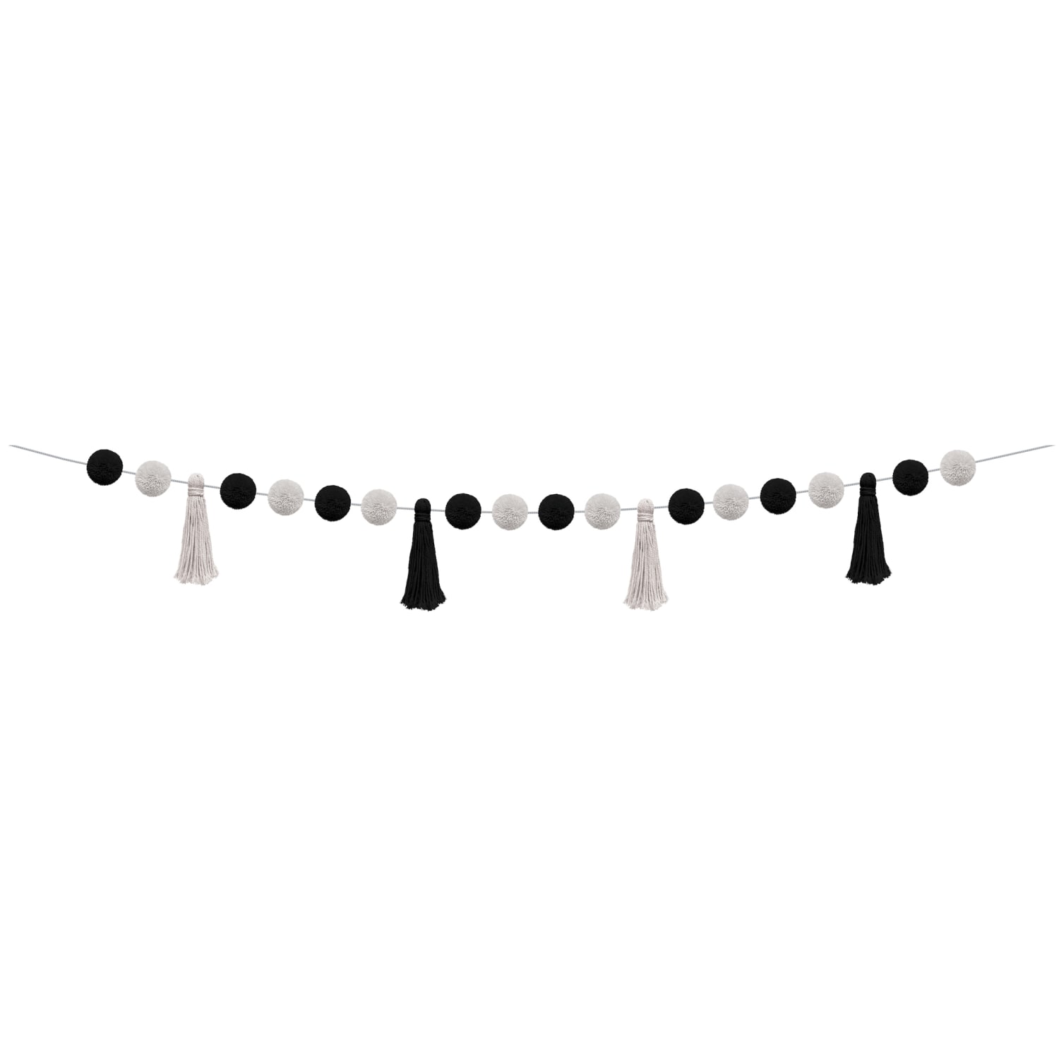 Teacher Created Resources Garlands, Black/White Pom-Poms and Tassels, Pack Of 3 Garlands - Image 4