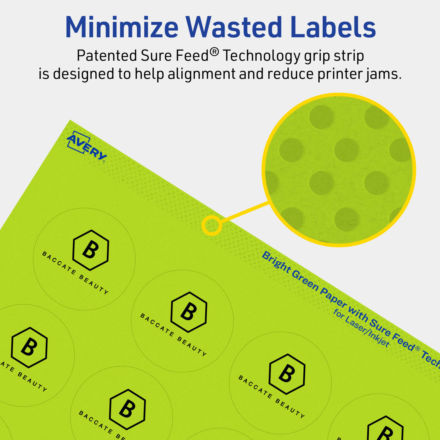 Avery Print-To-The-Edge Labels With Sure Feed Technology And Easy Peel Label Feature, 94508-BGP40, Round, 1-2/3in, Matte Bright Green, Pack of 800 - Image 5