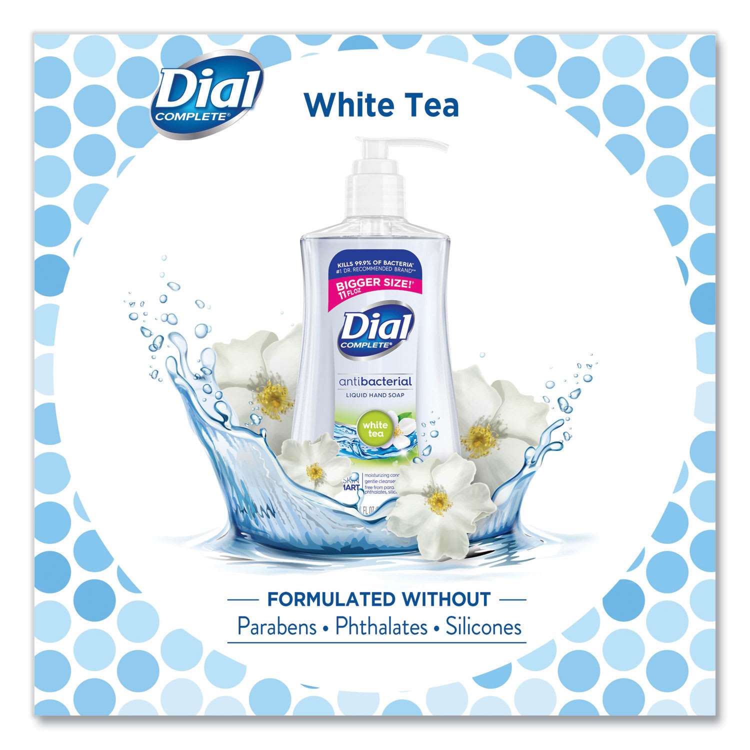 Dial Antibacterial Liquid Hand Soap, White Tea Scent, 11 oz, 12/Carton - Image 6