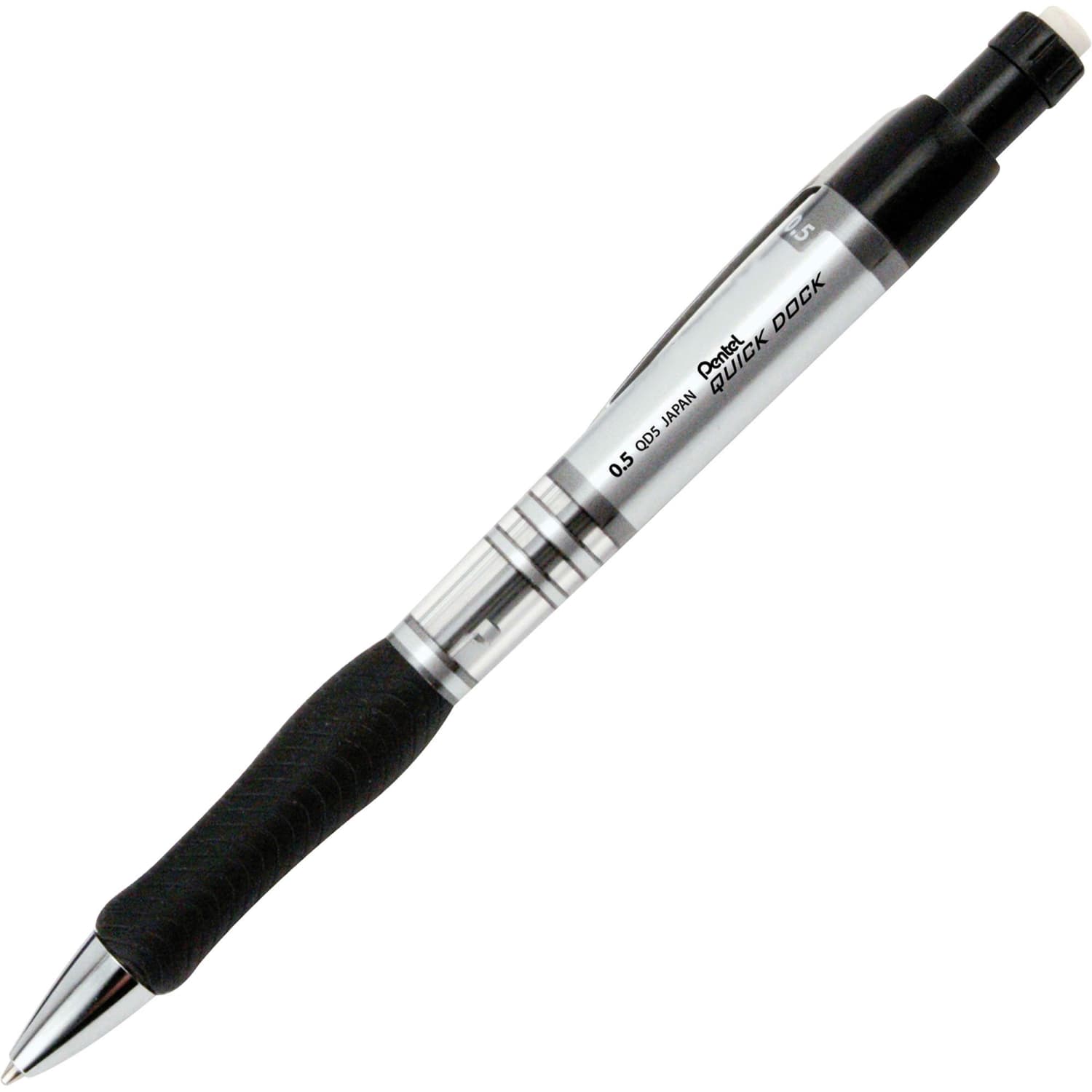 Pentel Quick Dock Mechanical Pencil, 0.5 mm, Silver/Black Barrel - Image 3