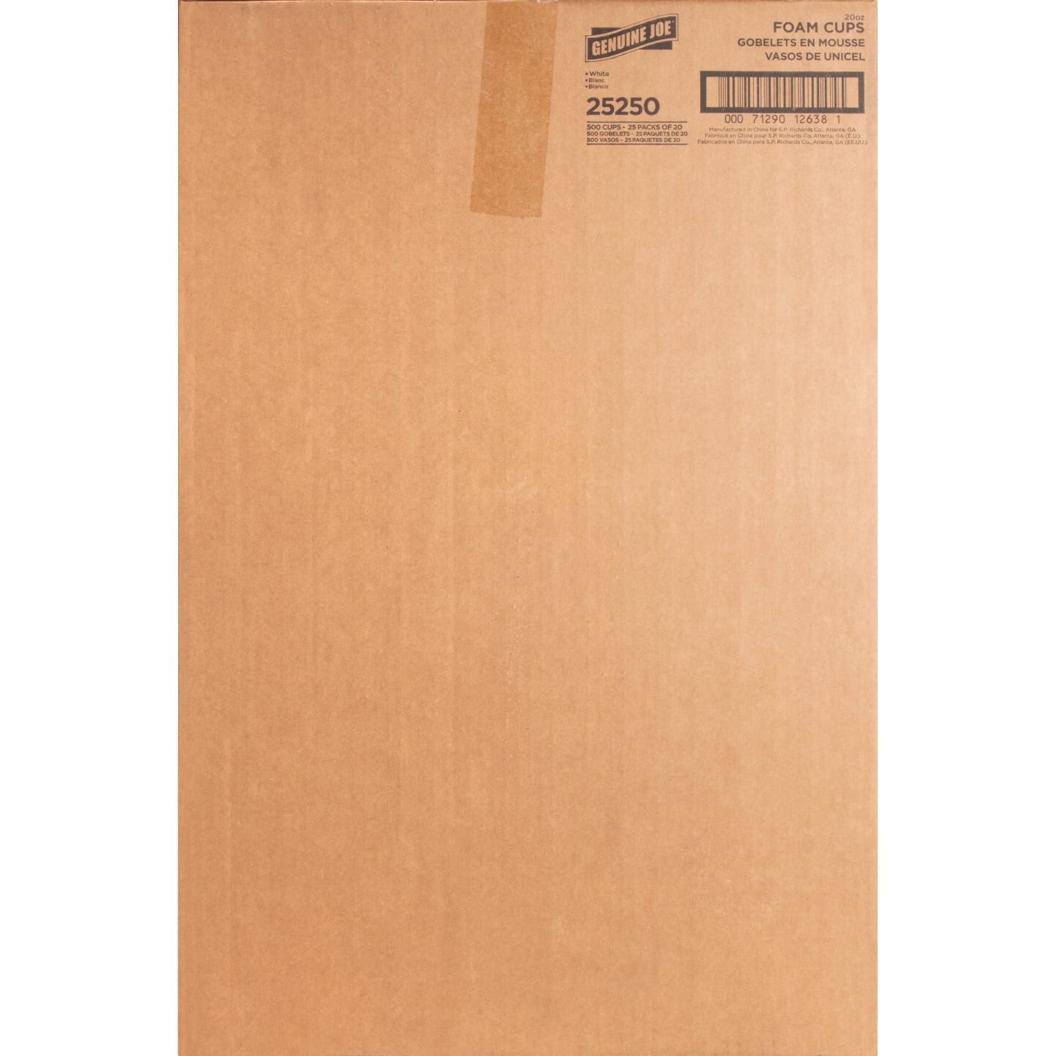 Genuine Joe 20 oz Foam Cups - 20 fl oz - White - Styrofoam - Hot Drink, Cold Drink - 500 / Carton - Image 3