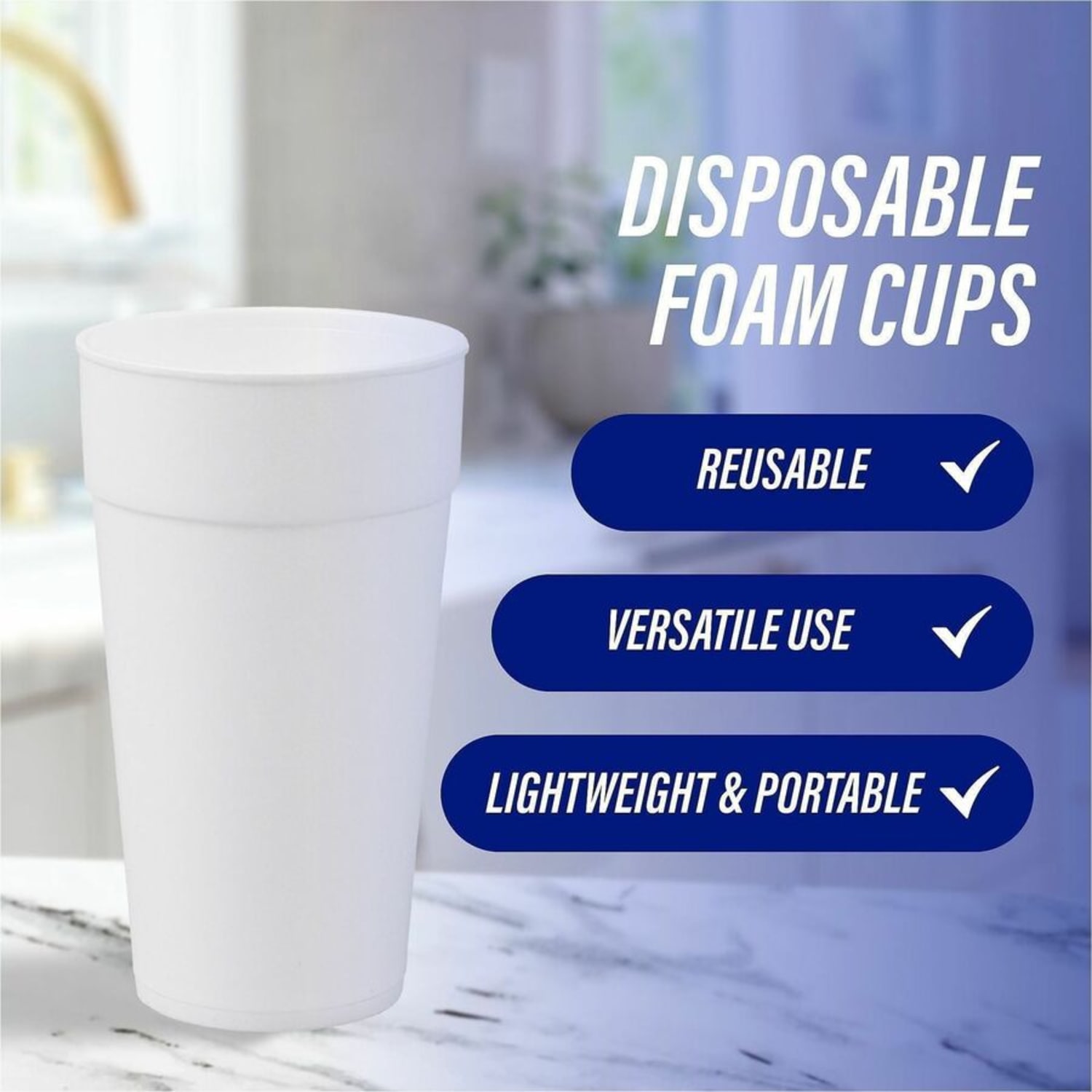 Genuine Joe 24 oz Foam Cups - 24 fl oz - White - Styrofoam - Hot Drink, Cold Drink - 300 / Carton - Image 4