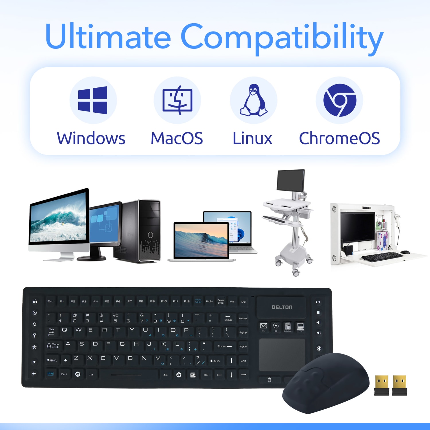 Delton M90/M44 Wireless Keyboard And Optical Mouse Combo, Black - Image 4