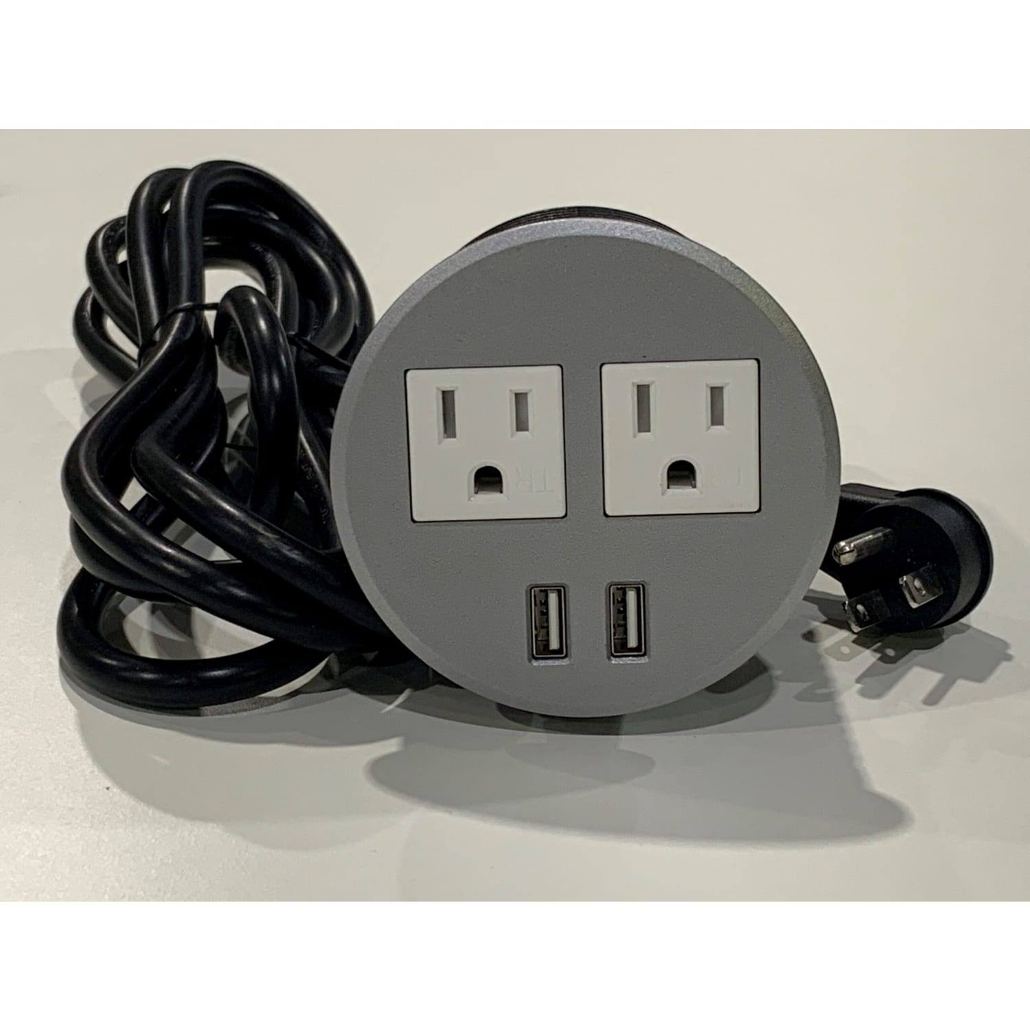 Boss Office Products Simple System Grommet With 2 Electrical And 2 USB Top Ports, 3in Diameter Silver/Black - Image 3