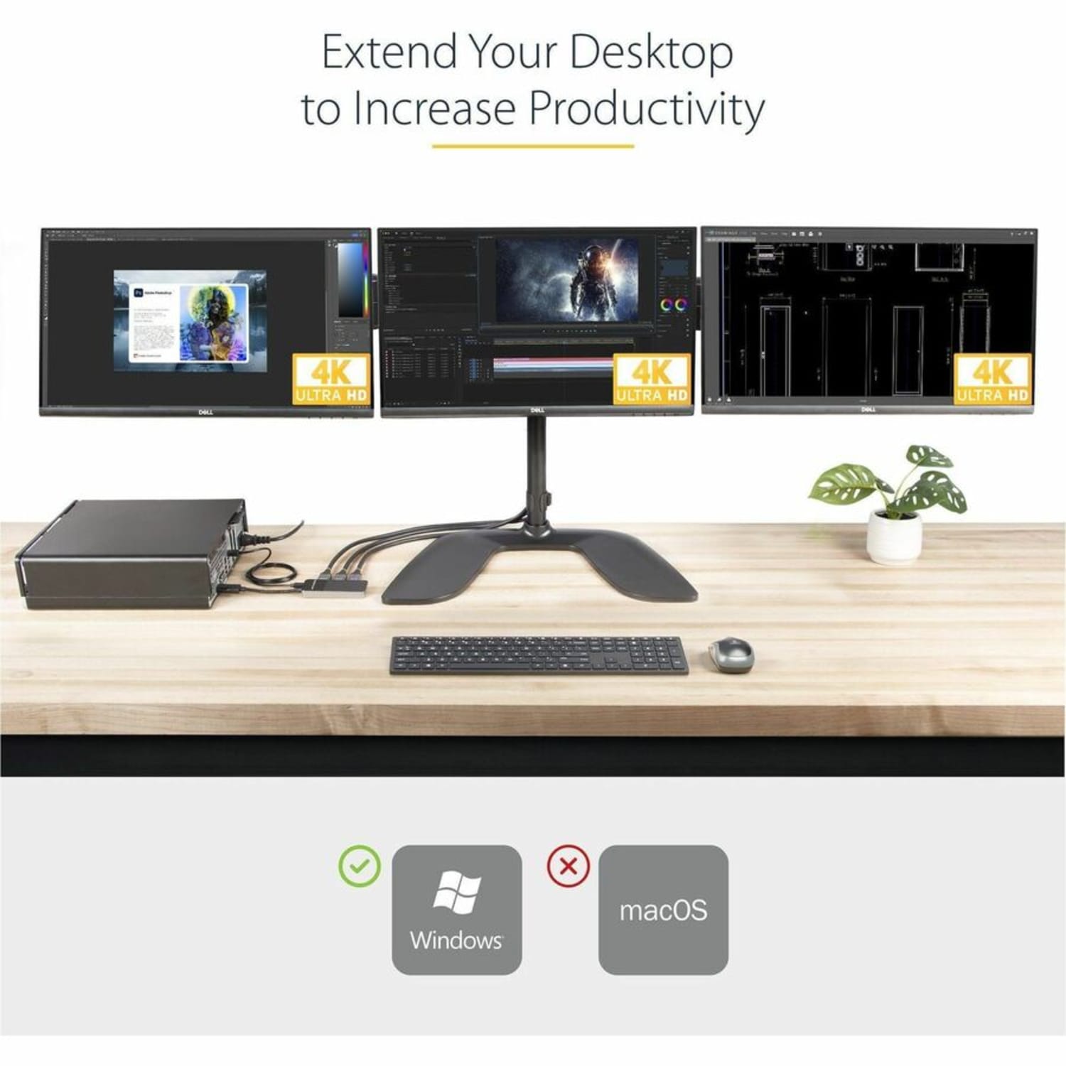 StarTech.com 3 Port DisplayPort MST Hub - 3 x 4K - DP 1.4 Multi Monitor Splitter - Windows - EDID - HDR - DisplayPort to 3 x DisplayPort - Image 3