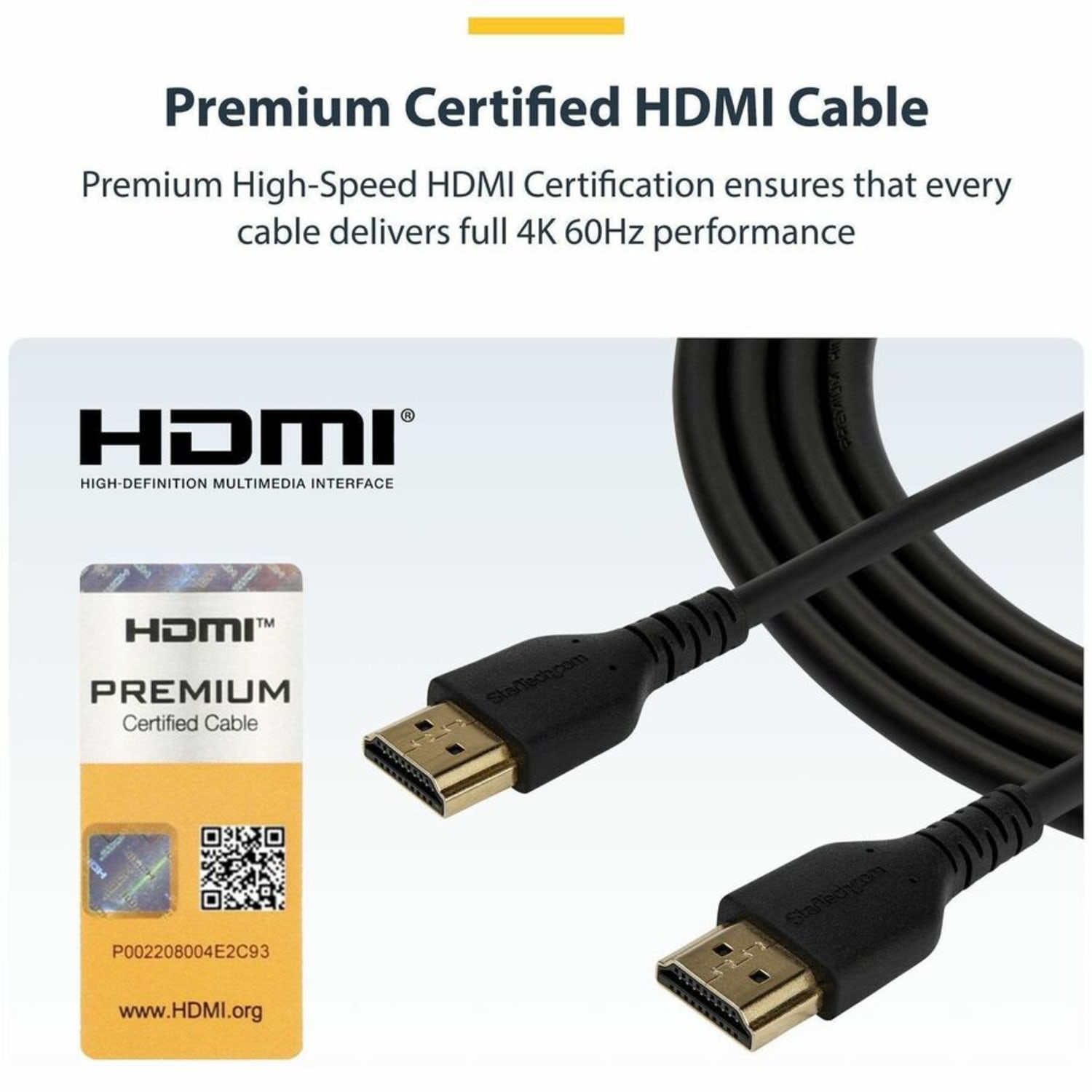StarTech.com Premium High-Speed HDMI Cable With Ethernet, 3.3ft, RHDMM1MP - Image 4