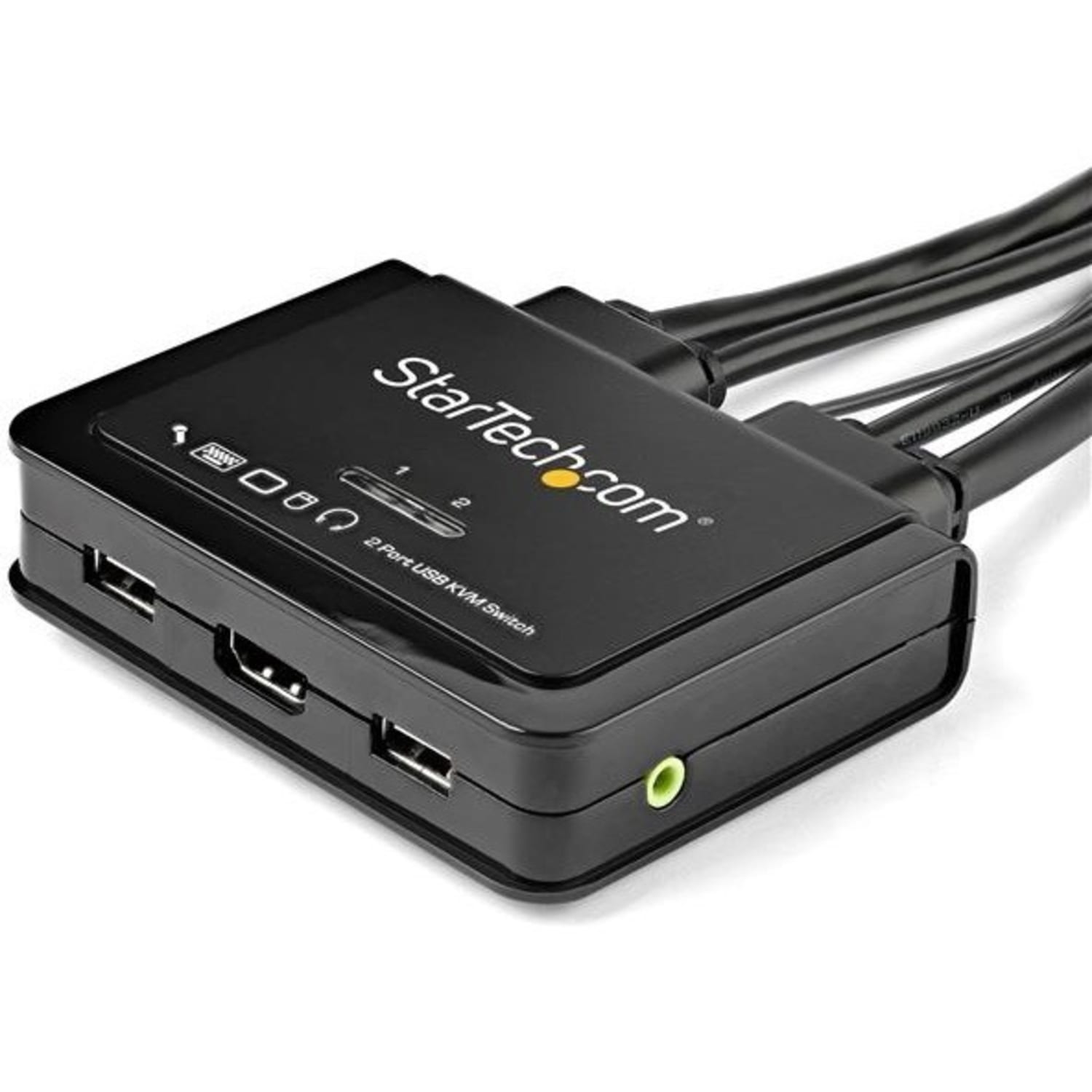 StarTech.com 2 Port HDMI KVM Switch with 4 foot Built-In Cables - OS Independent - 3.5mm Audio - USB 4K 60Hz - Image 3