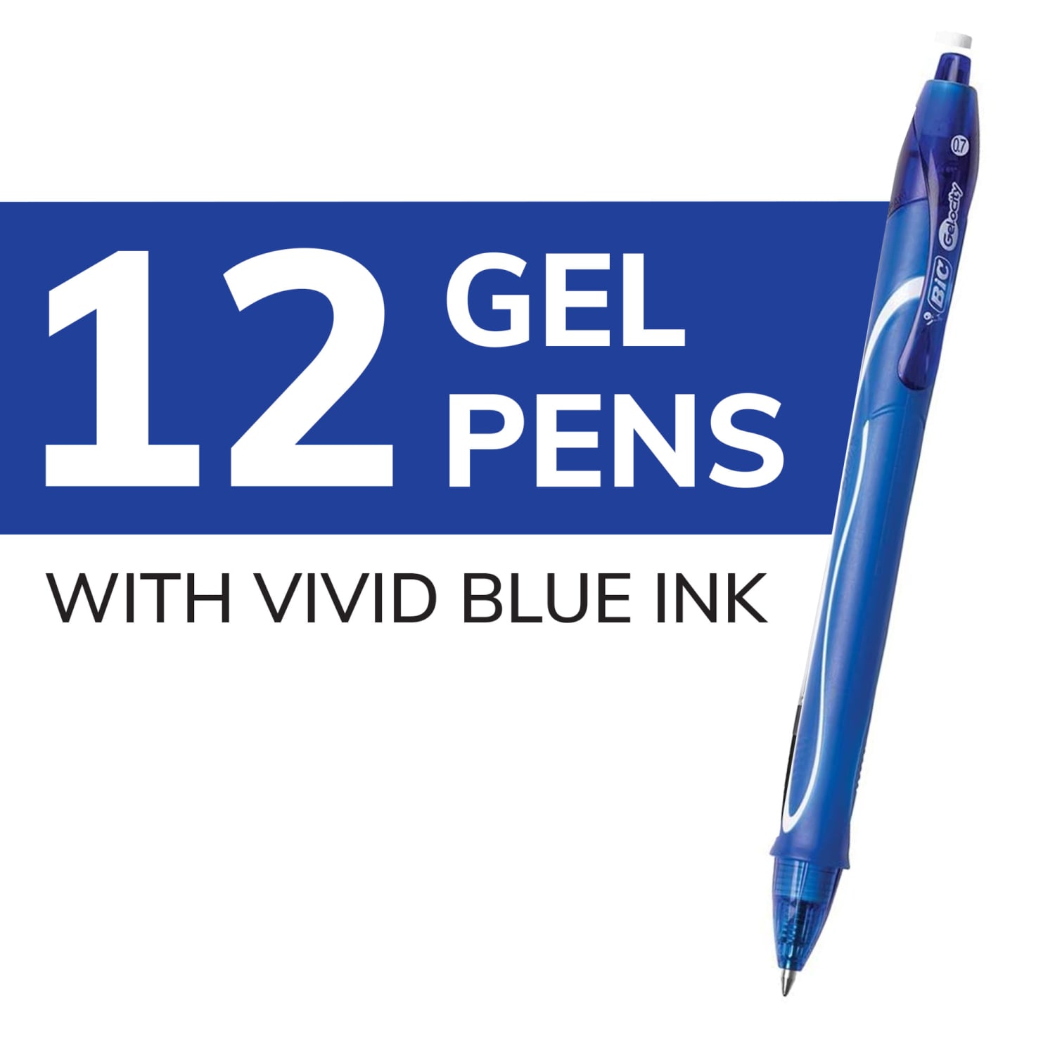 BIC Gelocity Quick Dry Retractable Gel Pens, Medium Point, 0.7 mm, Blue Barrel, Blue Ink, Pack Of 12 - Image 3