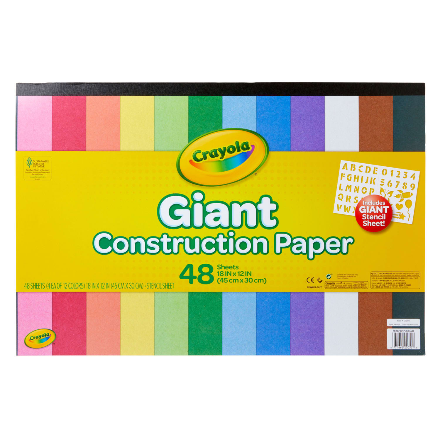 Crayola Giant Construction Paper Pads With Stencils, 12in x 18in, Assorted Colors, 48 Sheets Per Pad, Pack Of 6 Pads - Image 3