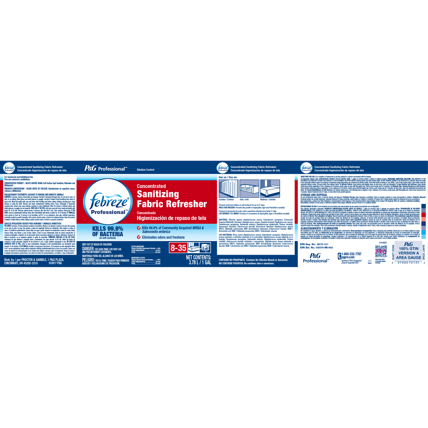 Febreze Professional Sanitizing Fabric Refresher, Fresh Scent, Concentrated, 1 Gallon, Case Of 2 Bottles - Image 5