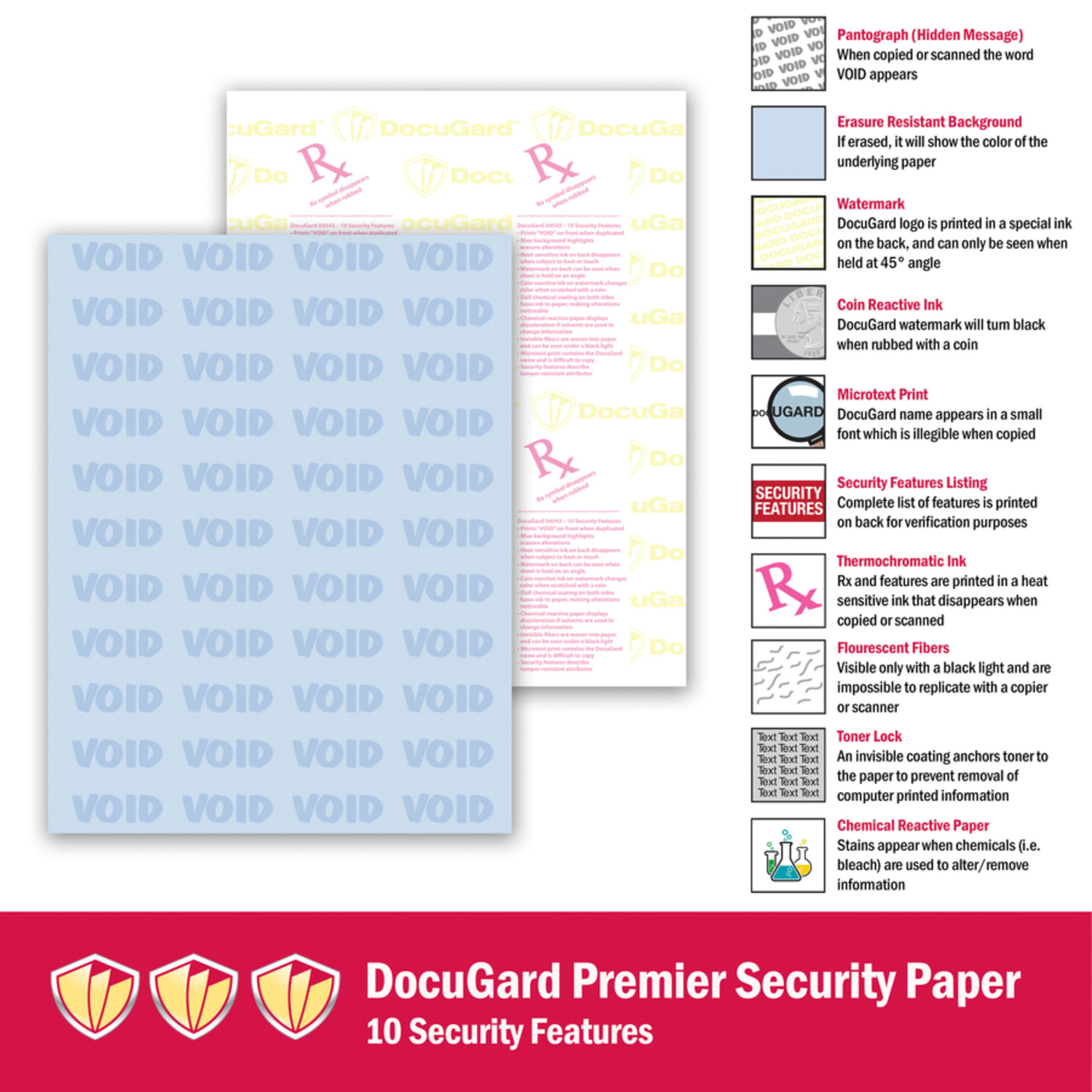 DocuGard Premier Medical 10 Medical Prescription Papers And Business Checks, Letter Size (8 1/2in x 11in), Ream Of 500 Sheets, 1-Part, Blue - Image 6