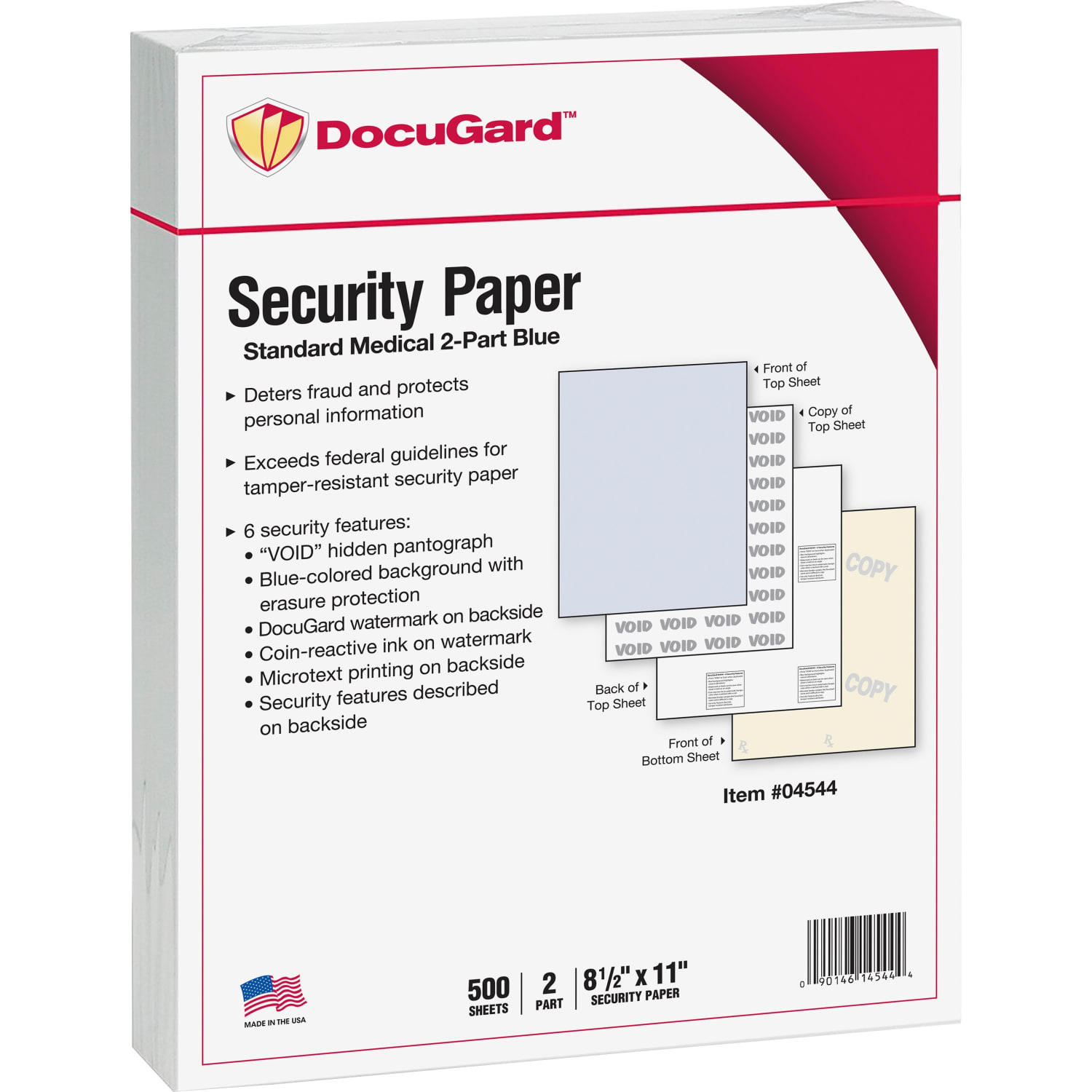 DocuGard Medical Prescription Papers And Business Checks, Standard Medical 6, 2-Part, 8 1/2in X 11in, Blue/Canary, Pack Of 250 - Image 3