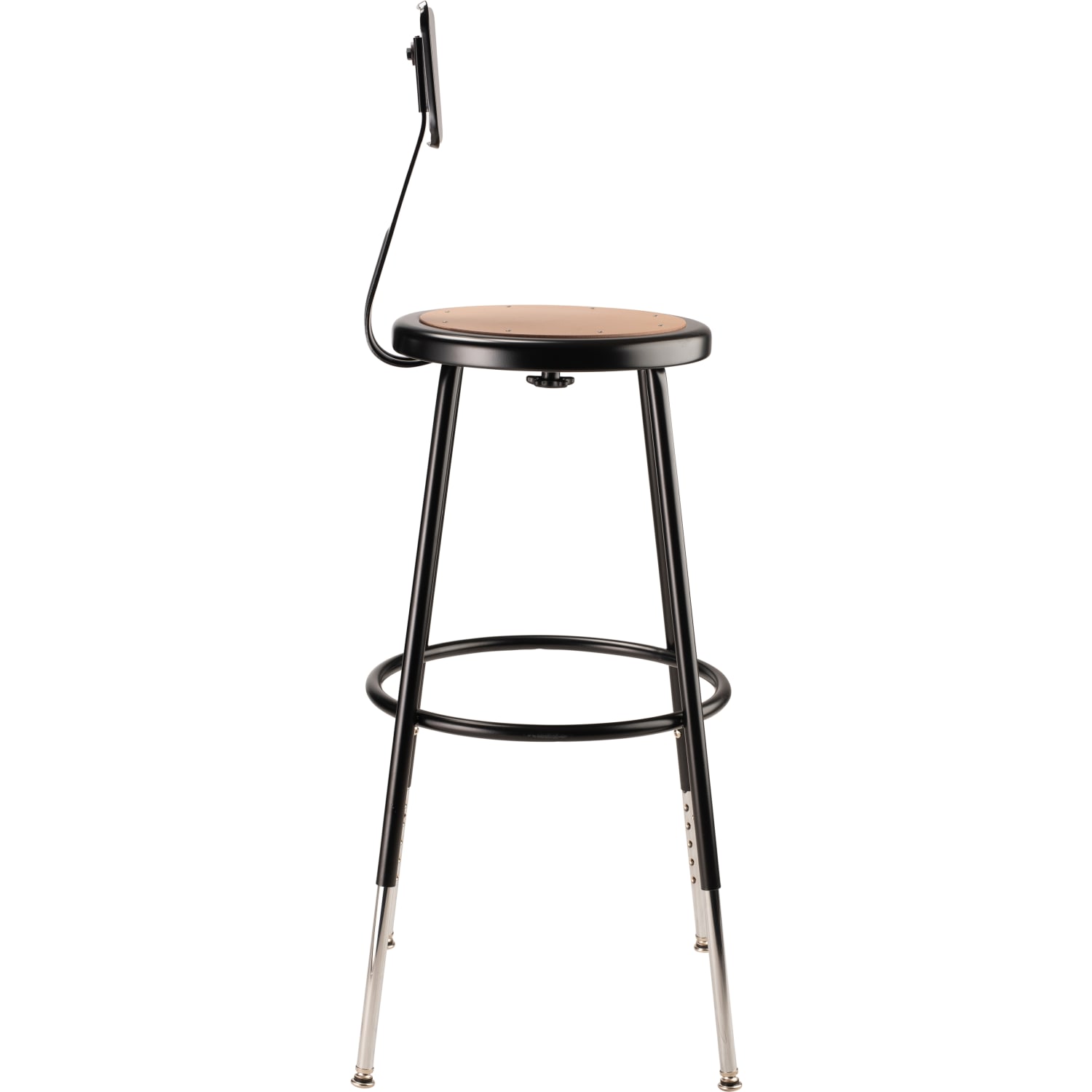 National Public Seating Adjustable Hardboard Stool With Back, 25in-33inH, Black - Image 4