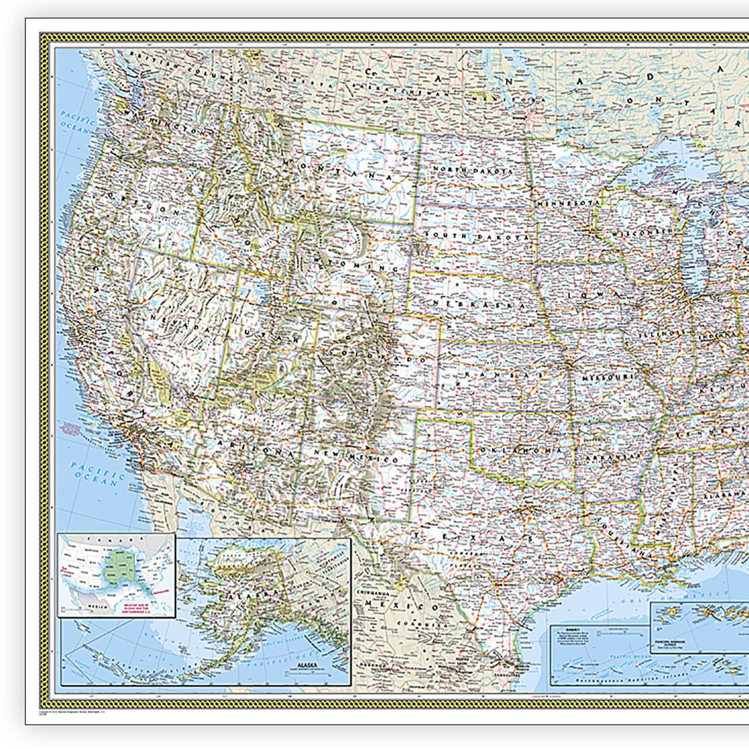 National Geographic United States Classic Map, Enlarged and Laminated, 69.25in x 48in - Image 3