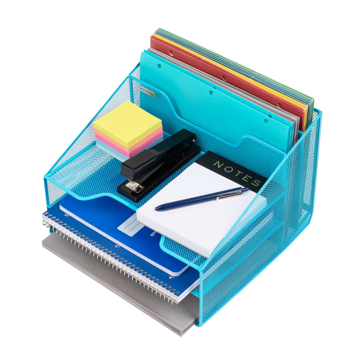 Mind Reader Desktop Vertical Paper Tray Organizer, 9-1/2in H x 11-1/2in W x 12-1/2in D, Blue - Image 6