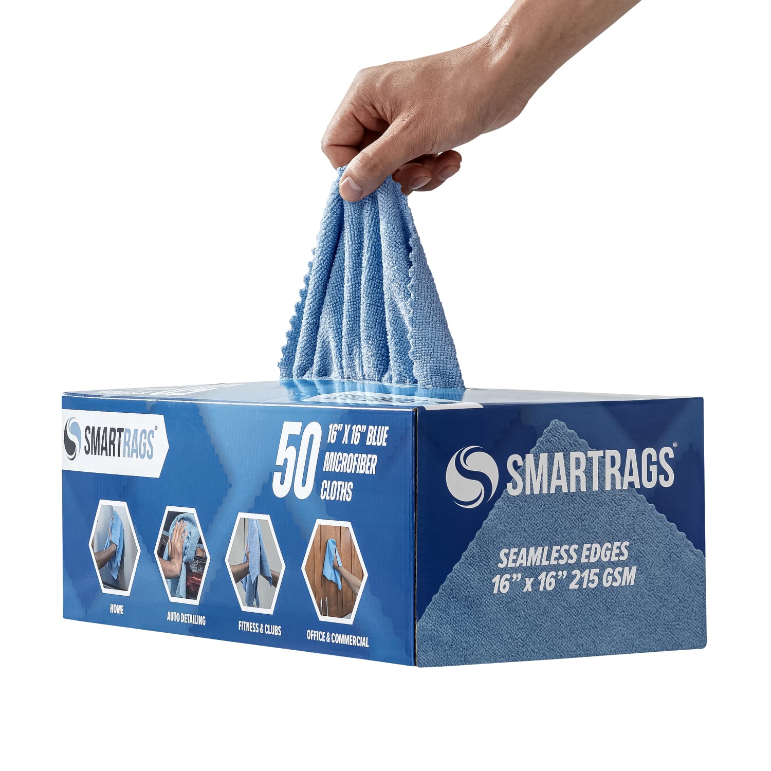 Hospeco SmartRags Disposable Microfiber Towels, 35 Gram, 215 GSM, 16in x 16in, Blue, 50 Towels Per Box, Case Of 8 Boxes - Image 4