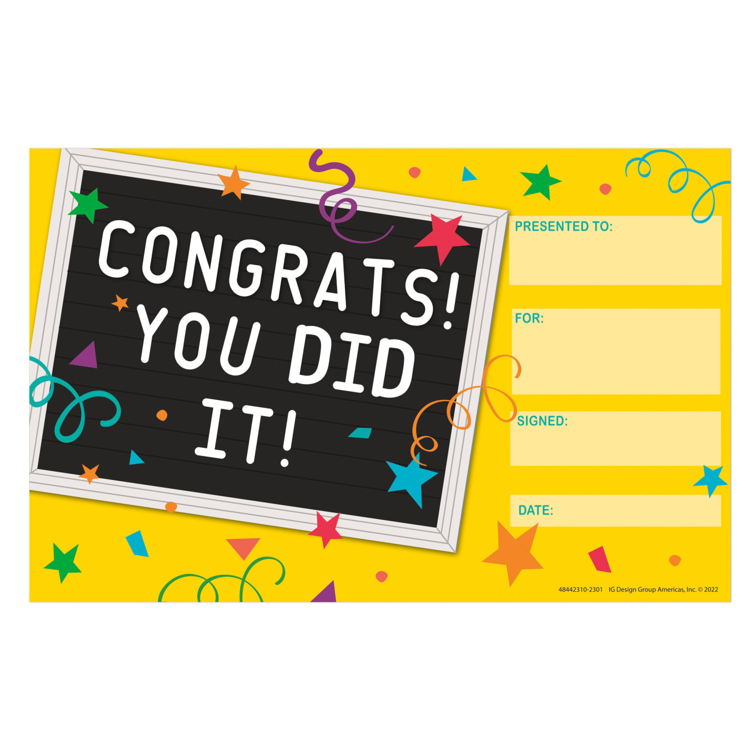Eureka Recognition Award, You Did It!, 36 Per Pack, Set Of 6 Packs - Image 3