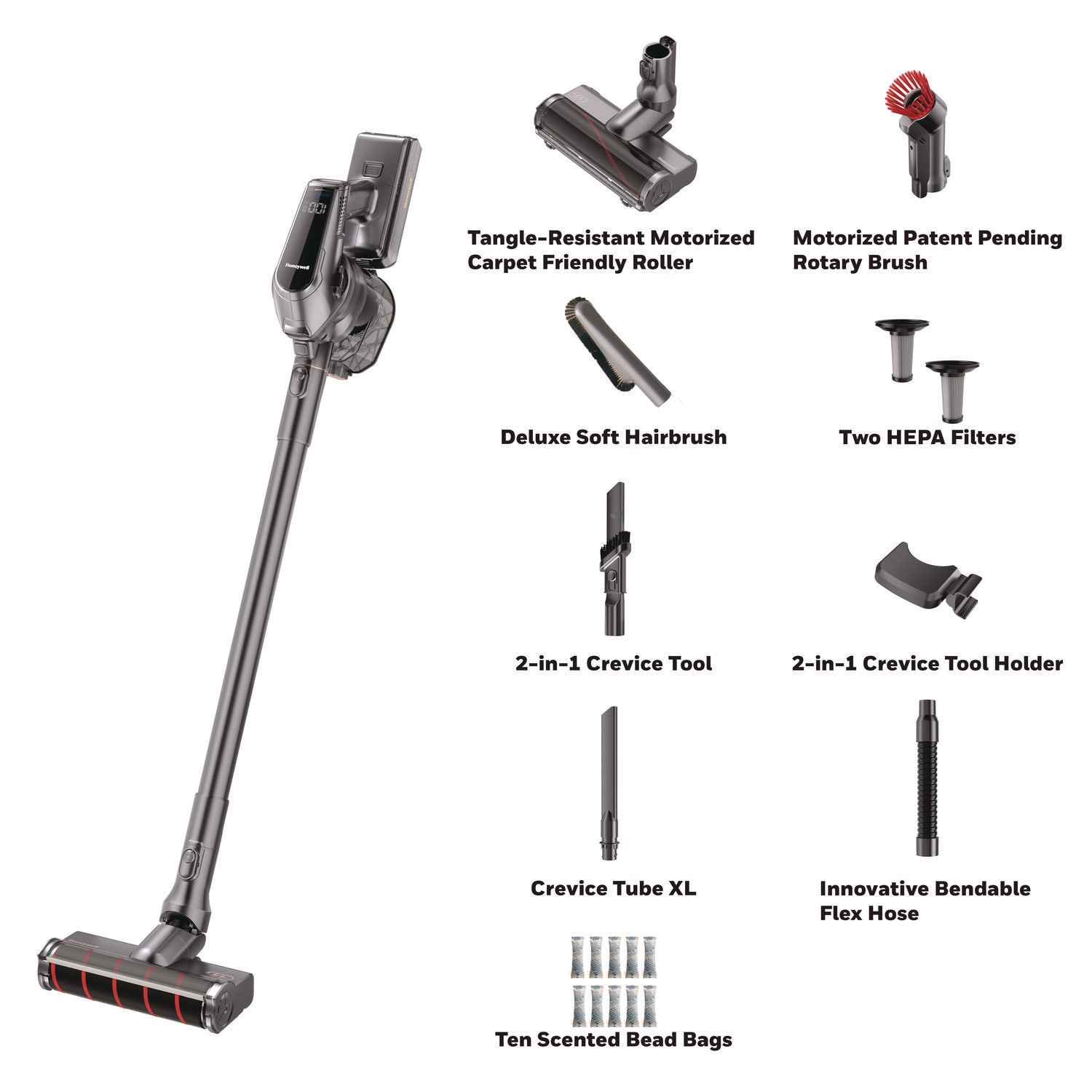 Honeywell Aeromax Pro VC16 Cordless Vacuum, 8.5in Cleaning Path, Dark Silver - Image 5