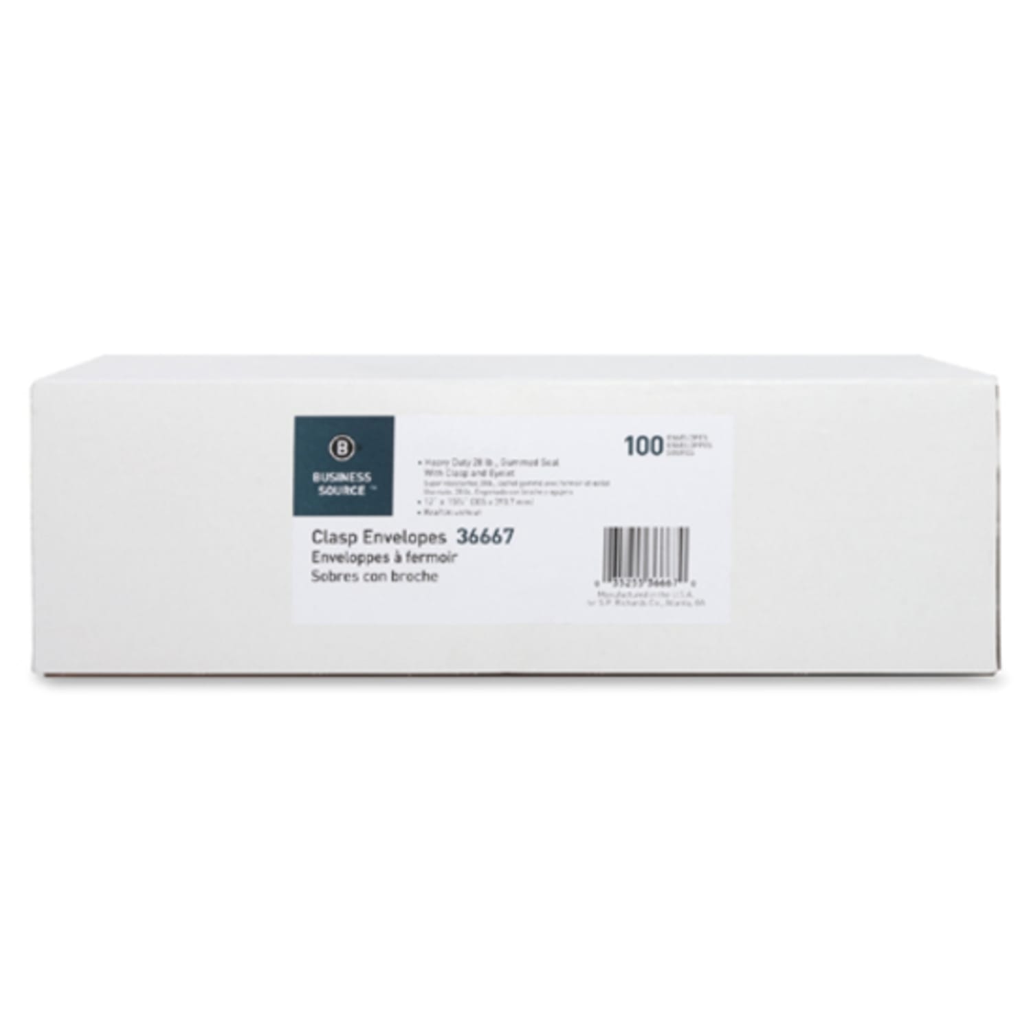Business Source Heavy-duty Clasp Envelopes - Clasp - #110 - 12in Width x 15 1/2in Length - 28 lb - Clasp - Kraft - Kraft - 100 / Box - Image 3