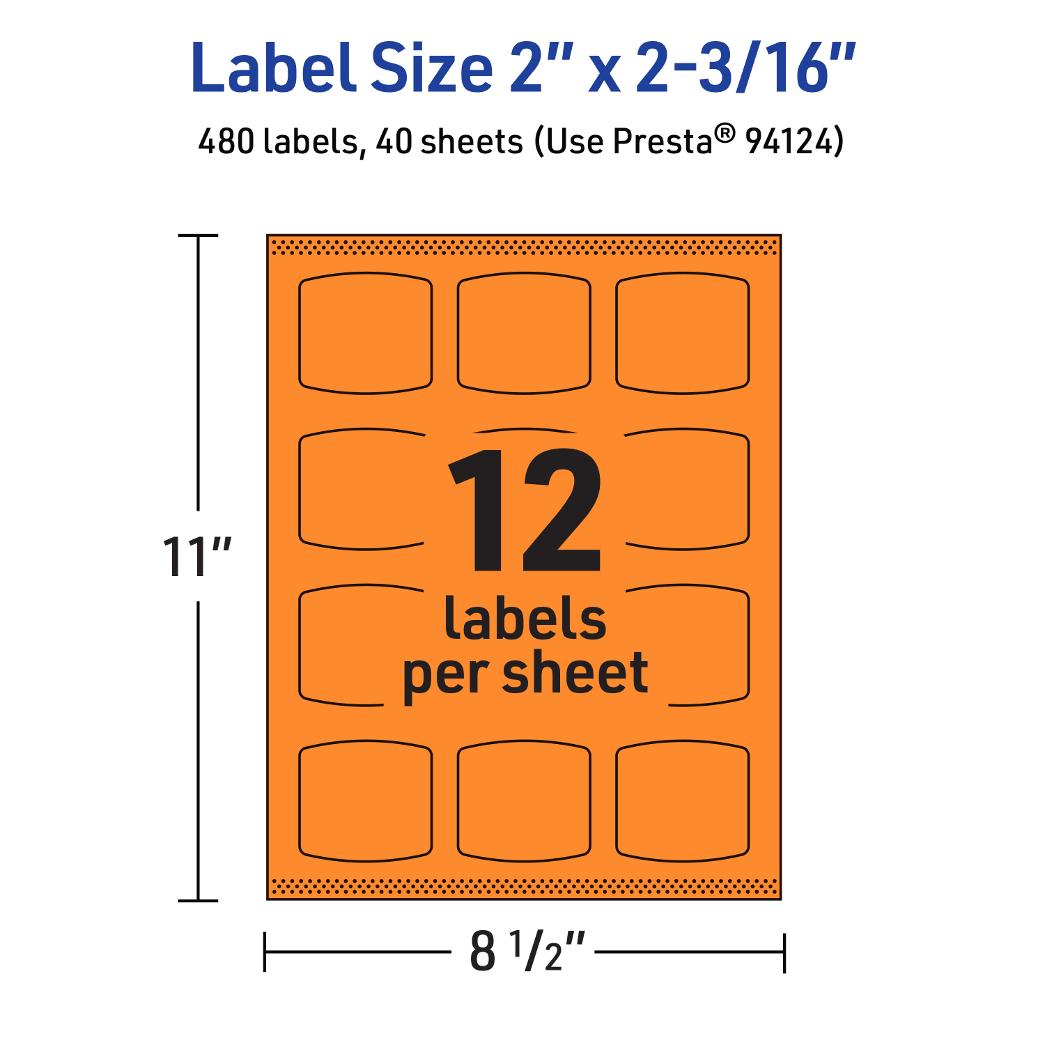 Avery Print-To-The-Edge Labels With Sure Feed Technology, 94124-BOP40, Arched Square, 2in x 2-3/16in, Matte Bright Orange, Pack of 480 - Image 6