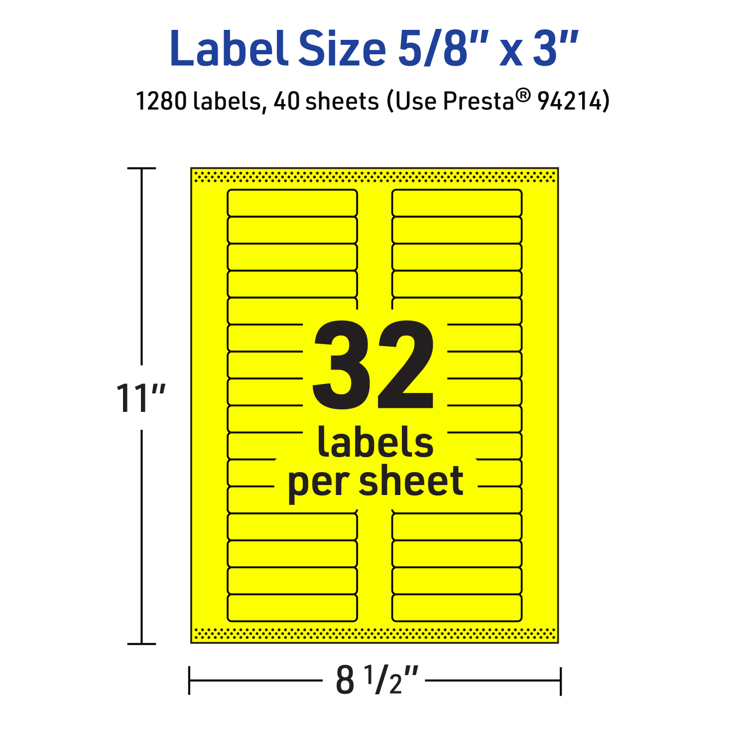 Avery Printable Labels With Sure Feed Technology, 94214-NYP40, Rectangle, 5/8in x 3in, Matte Neon Yellow, Pack of 1280 - Image 6