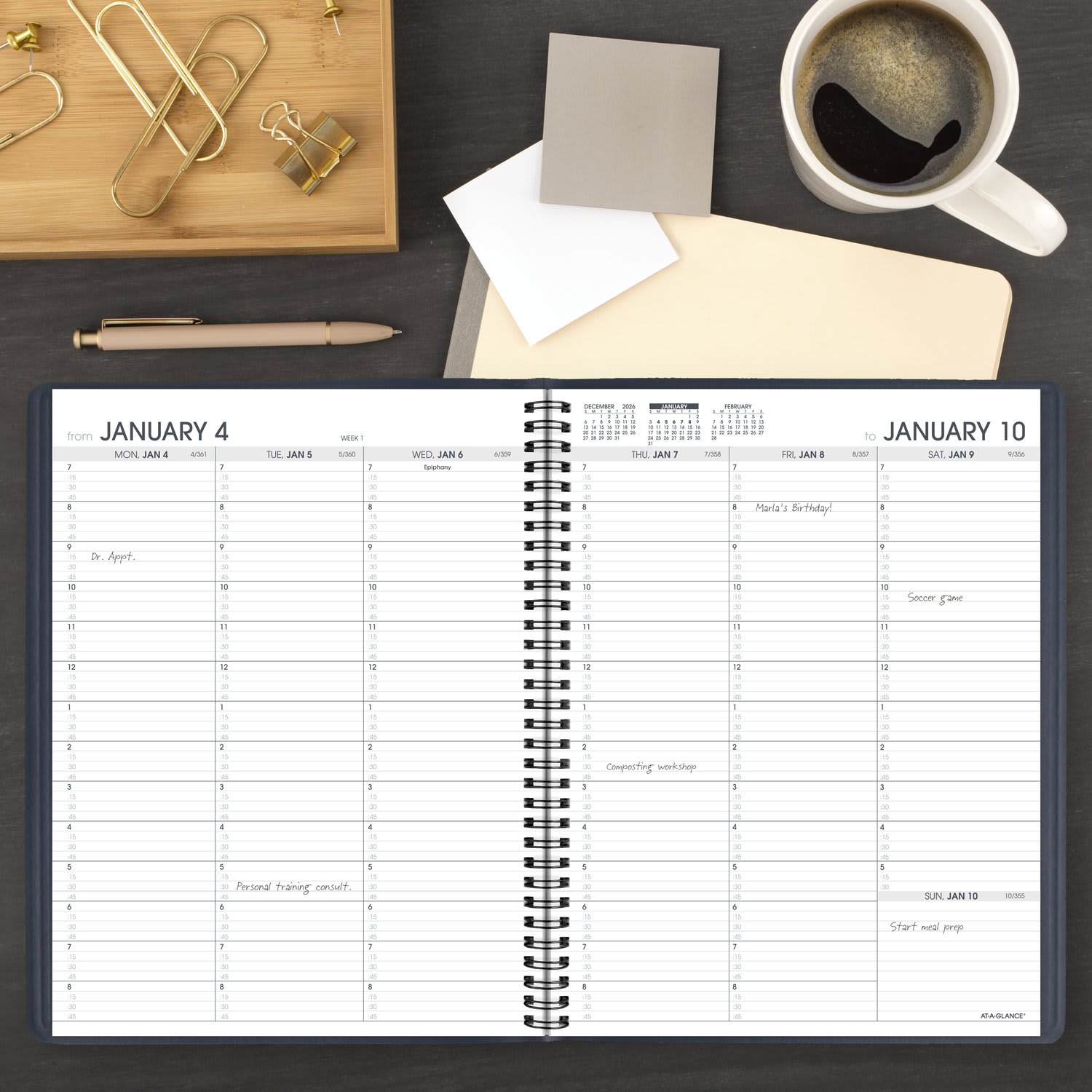 AT-A-GLANCE 2027 Weekly Appointment Book Planner, Navy, Large, 8 1/4in x 11in - Image 3