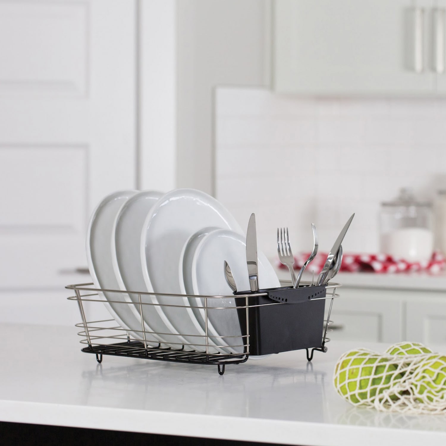 Better Houseware 2-Piece Stainless-Steel Dish Drainer, 5inH x 13inW x 14-1/2inD, Black - Image 5
