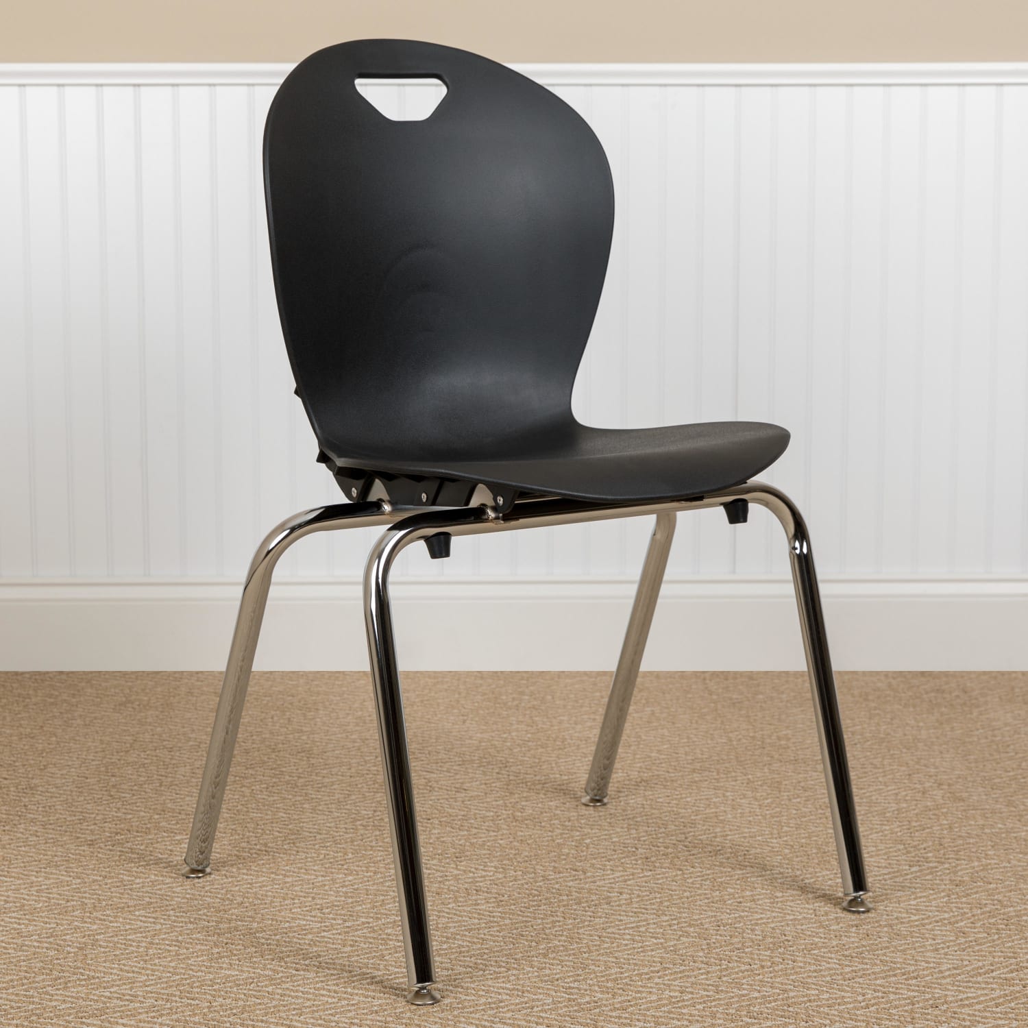 Flash Furniture Advantage Titan Student Stacking School Chair, Black/Silver